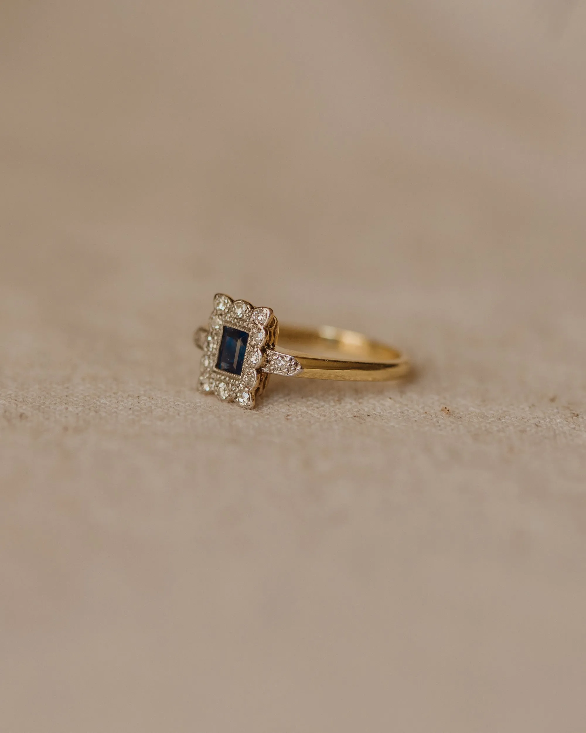 Eleanore Antique 18ct Gold Art Deco Sapphire & Diamond Ring sold by Rock n Rose product image thumbnail 4