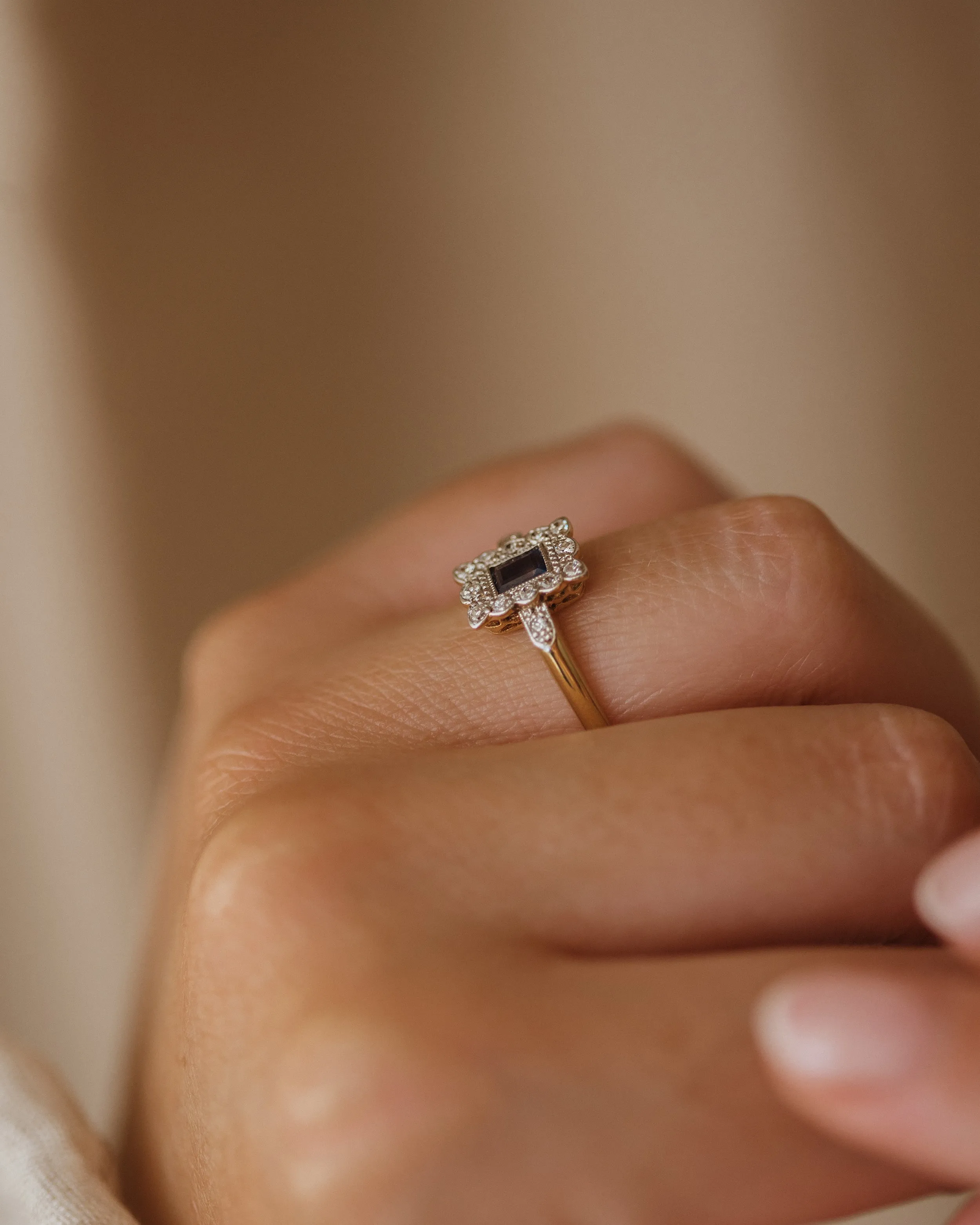 Eleanore Antique 18ct Gold Art Deco Sapphire & Diamond Ring sold by Rock n Rose product image thumbnail 2