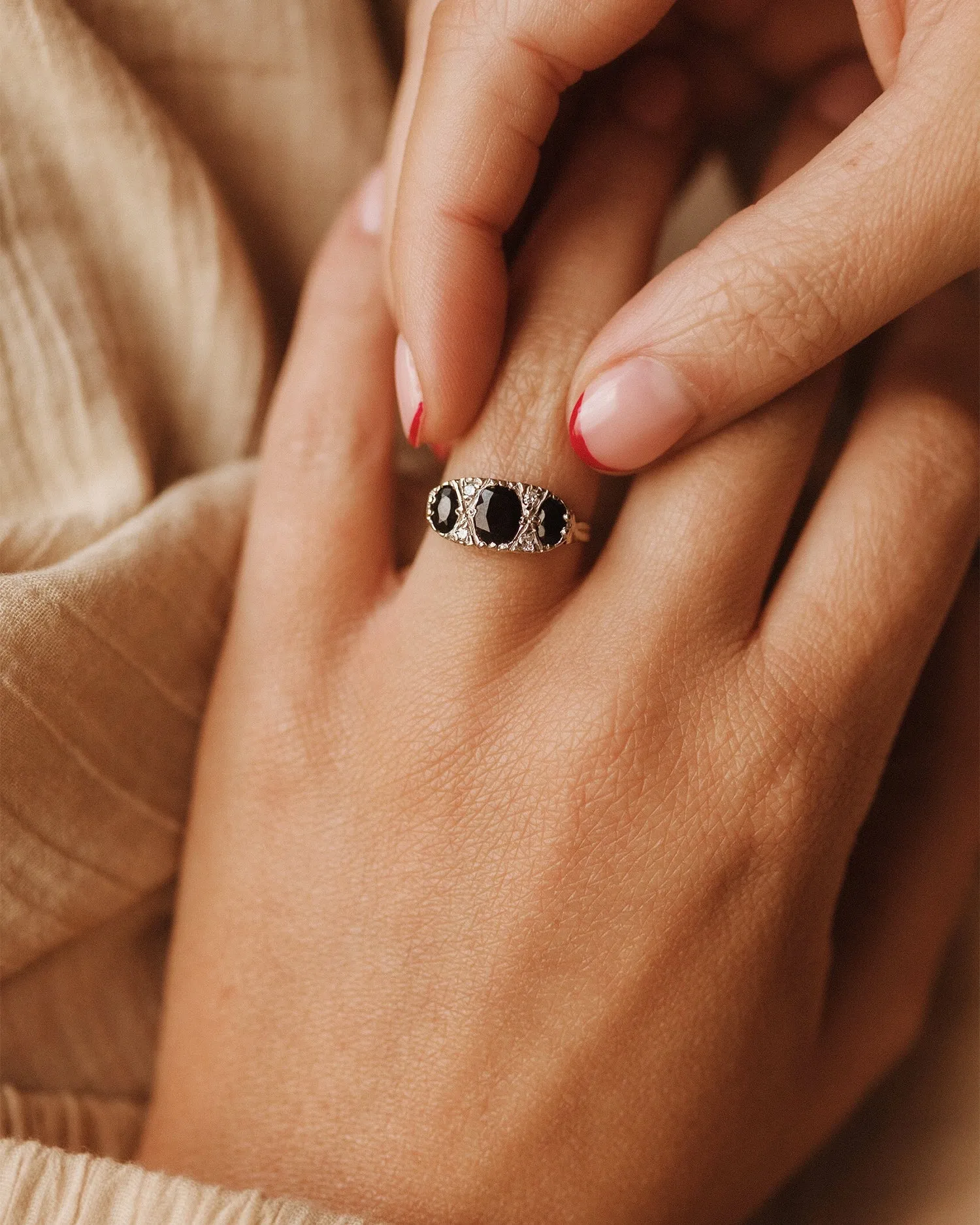 Georgina 1975 9ct Gold Sapphire & Diamond Ring sold by Rock n Rose product image thumbnail 2