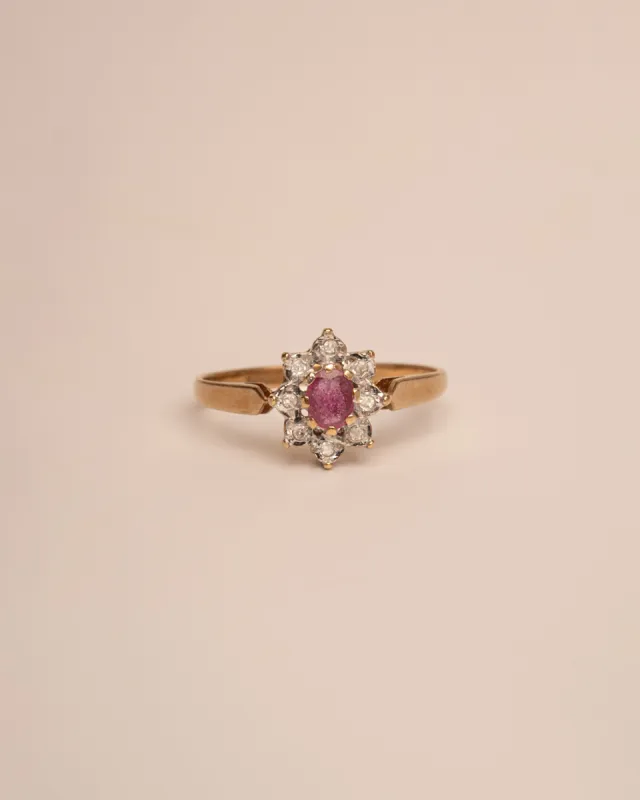 Lilibet 9ct Gold Ruby & Diamond Cluster Ring sold by Rock n Rose