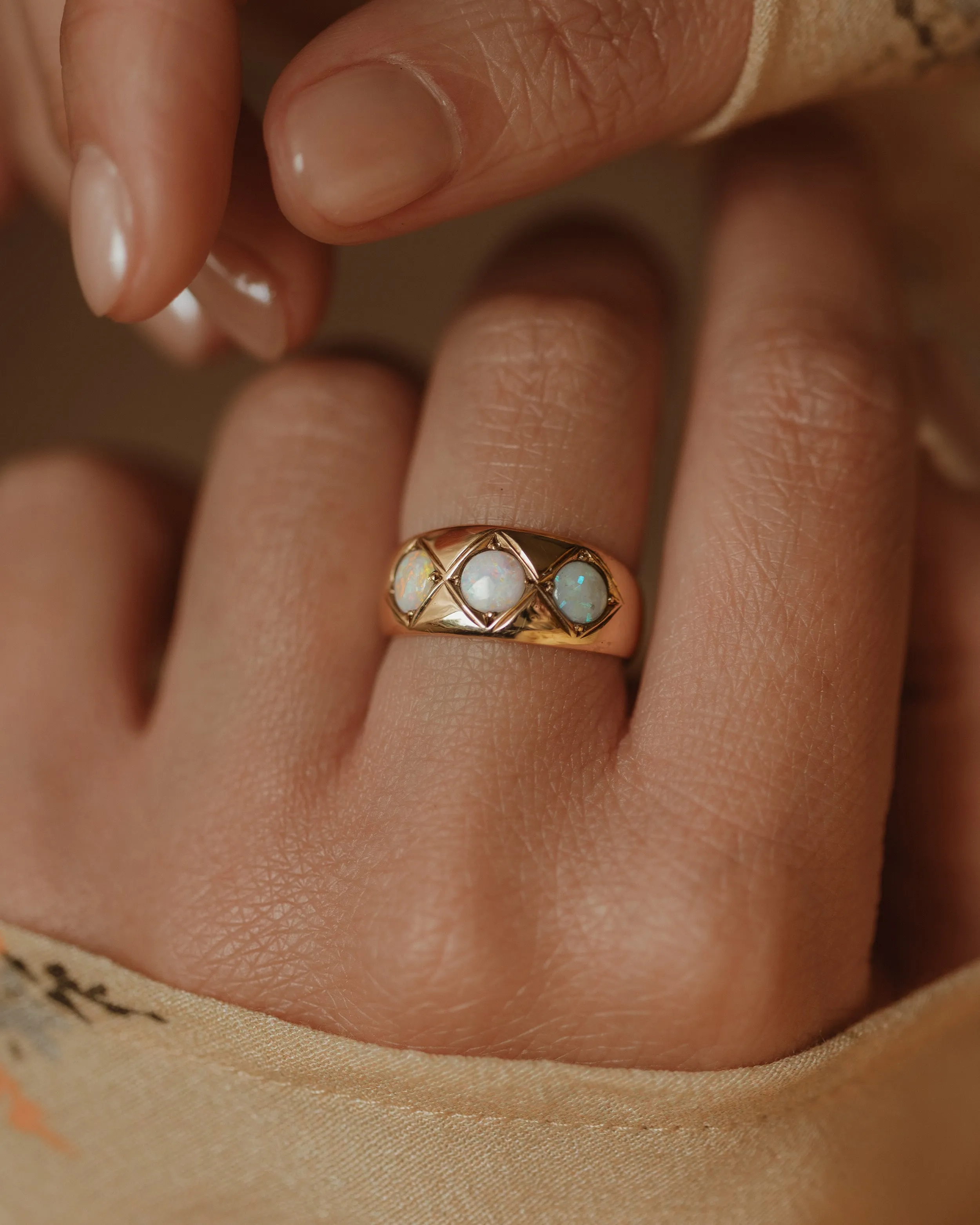 Ethel Vintage 9ct Gold Opal Trilogy Ring sold by Rock n Rose product image thumbnail 2