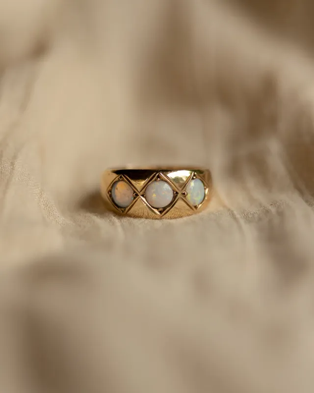 Ethel Vintage 9ct Gold Opal Trilogy Ring sold by Rock n Rose