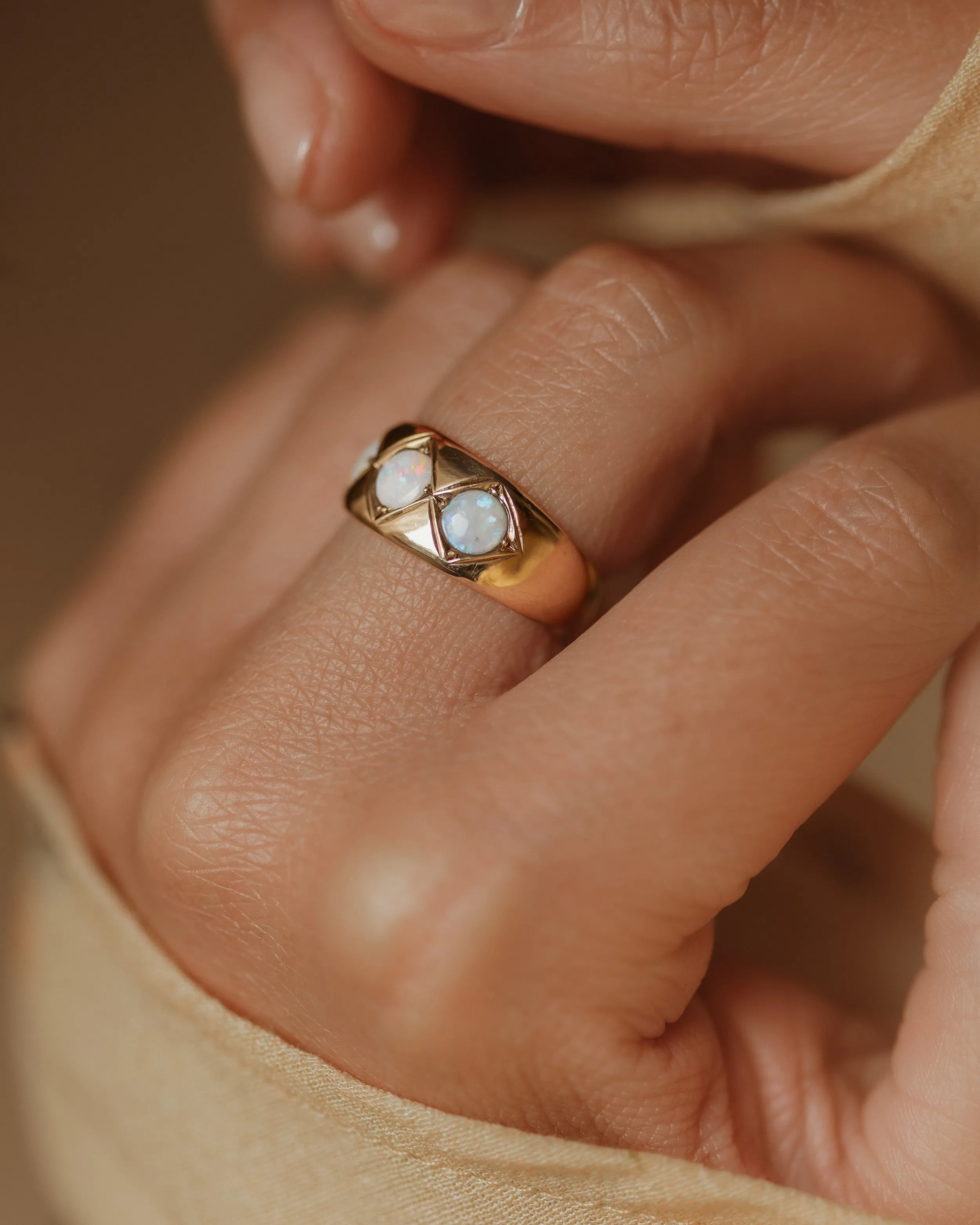 Ethel Vintage 9ct Gold Opal Trilogy Ring sold by Rock n Rose product image thumbnail 3