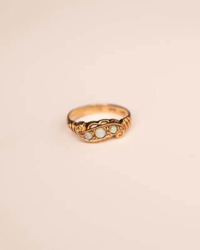 Persephone 9ct Gold Opal Scroll Ring sold by Rock n Rose