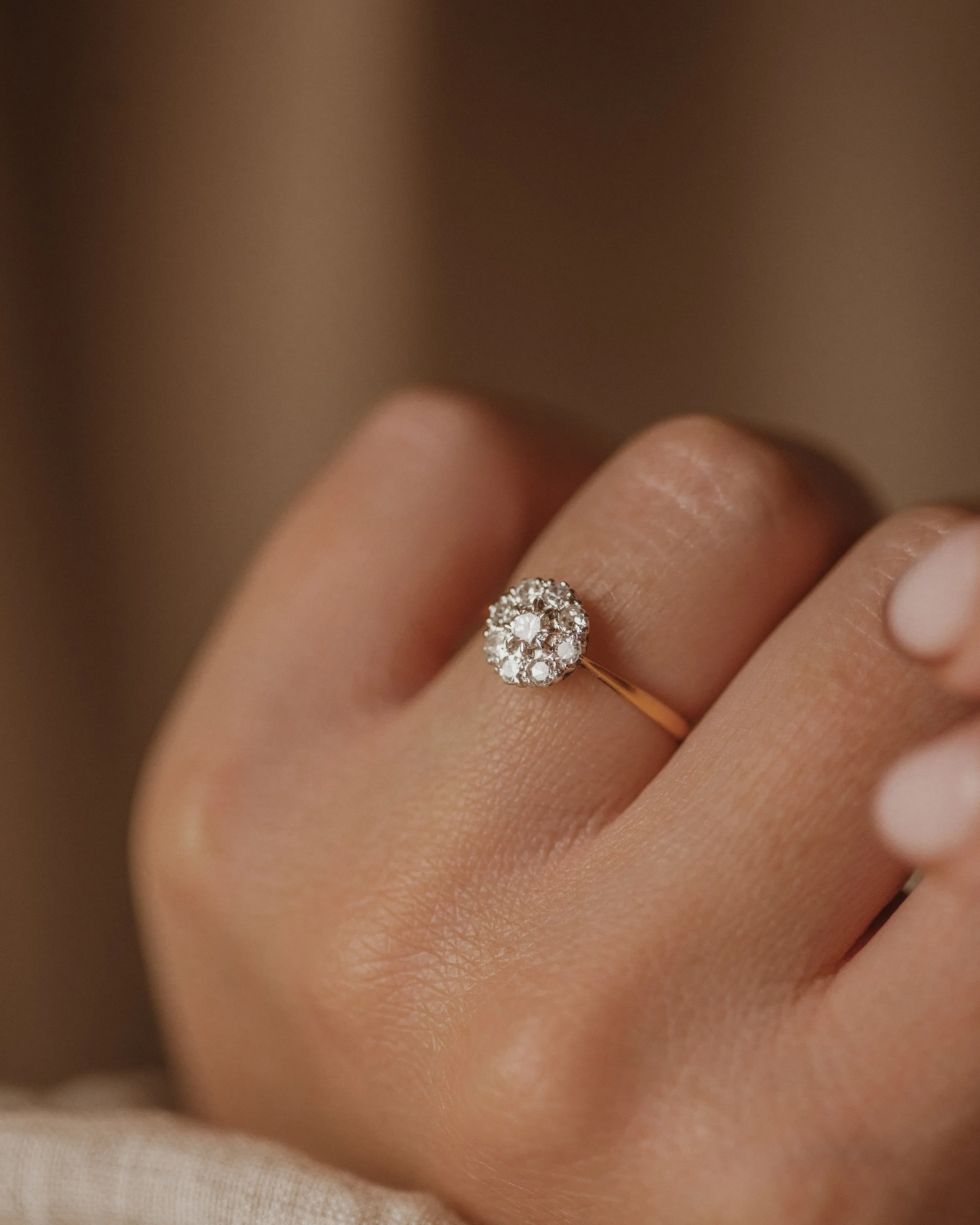 Jessica Vintage 18ct Gold Diamond Daisy Cluster Ring sold by Rock n Rose product image thumbnail 2