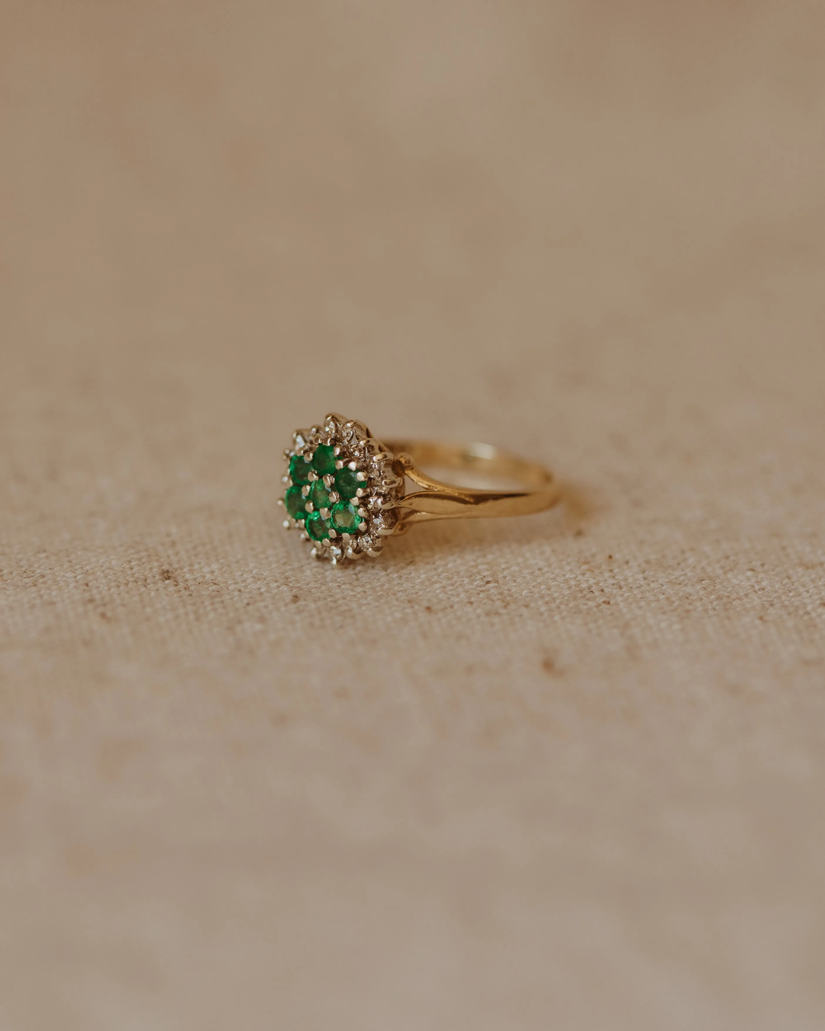 Selina 1986 9ct Gold Emerald & Diamond Cluster Ring sold by Rock n Rose product image thumbnail 3