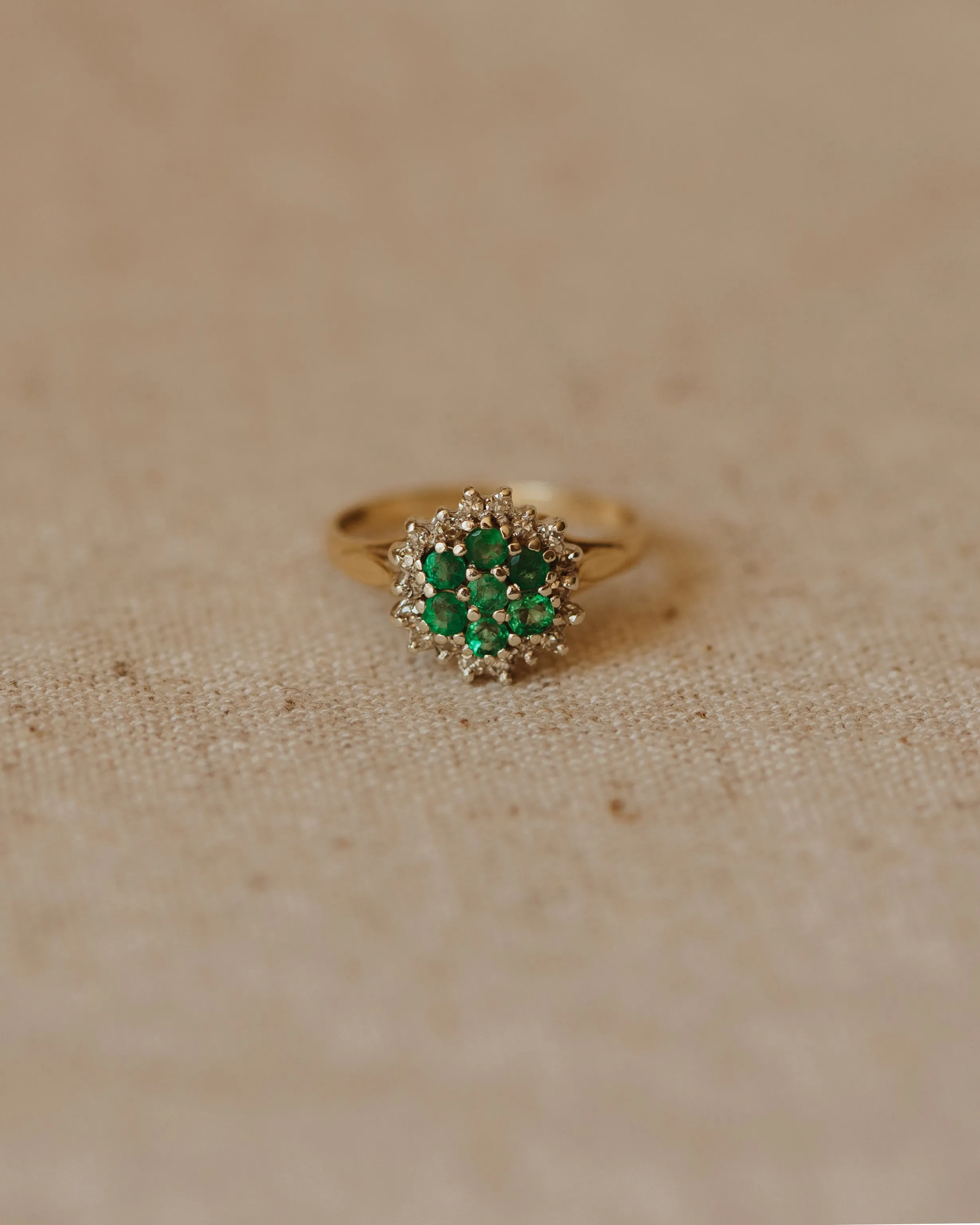 Selina 1986 9ct Gold Emerald & Diamond Cluster Ring sold by Rock n Rose product image thumbnail 2
