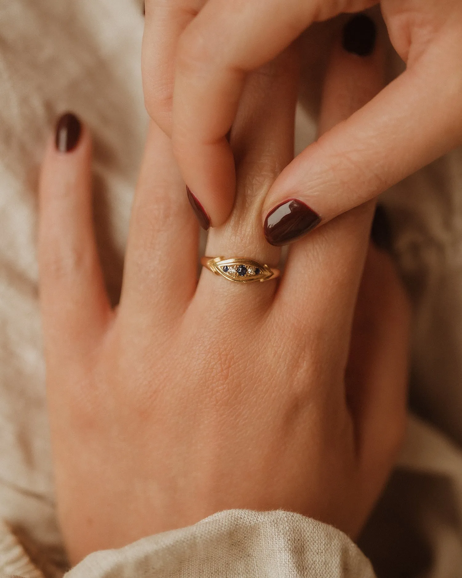 Susie 1902 18ct Gold Antique Sapphire & Diamond Ring sold by Rock n Rose product image thumbnail 2