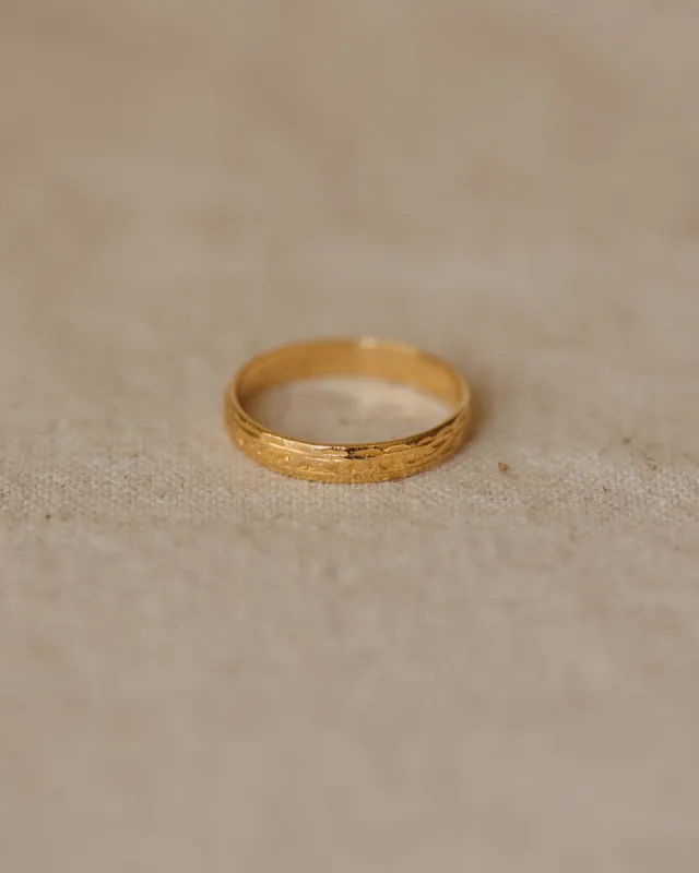 Audrey 1972 22ct Gold Botanical Wedding Band sold by Rock n Rose