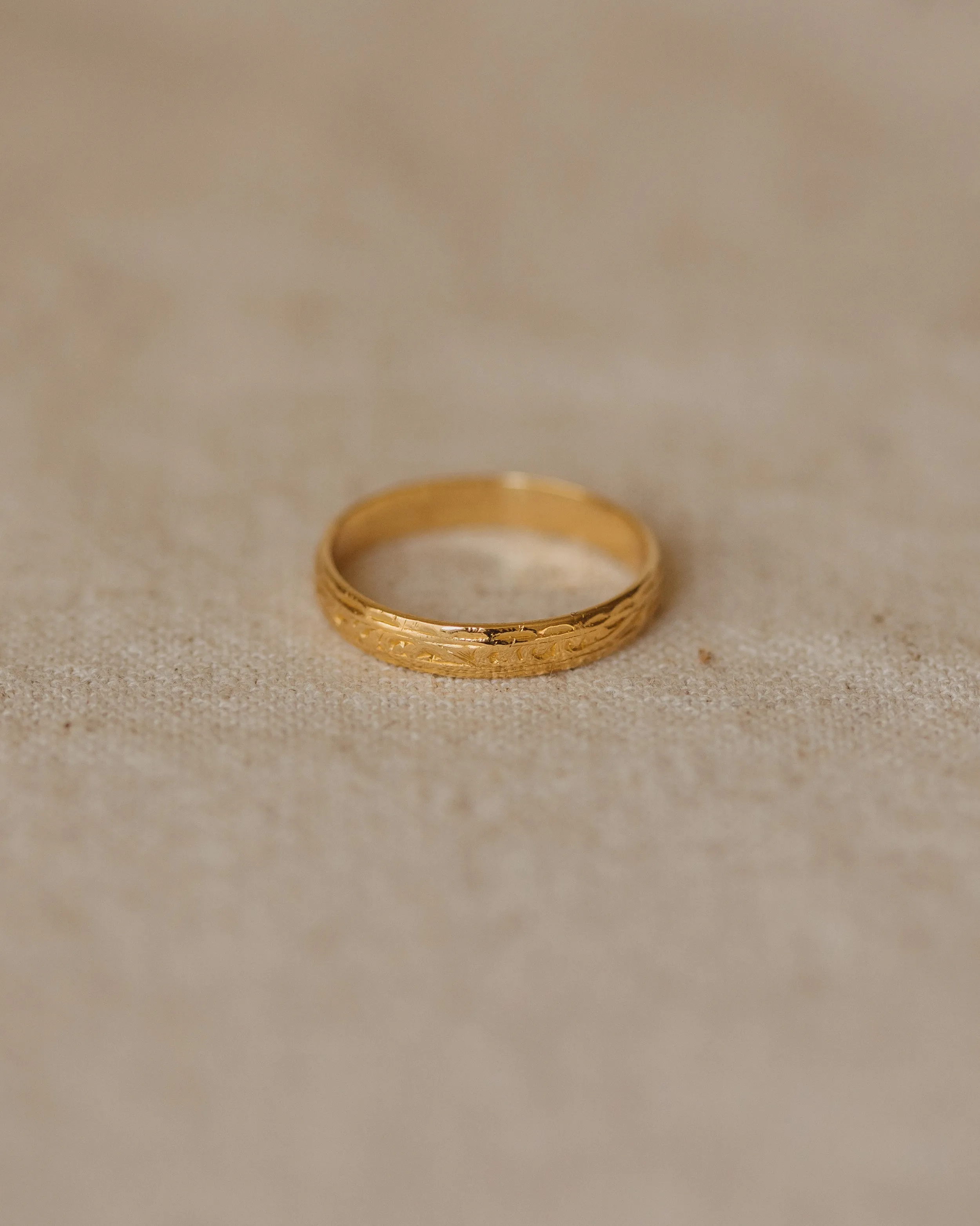 Audrey 1972 22ct Gold Botanical Wedding Band sold by Rock n Rose