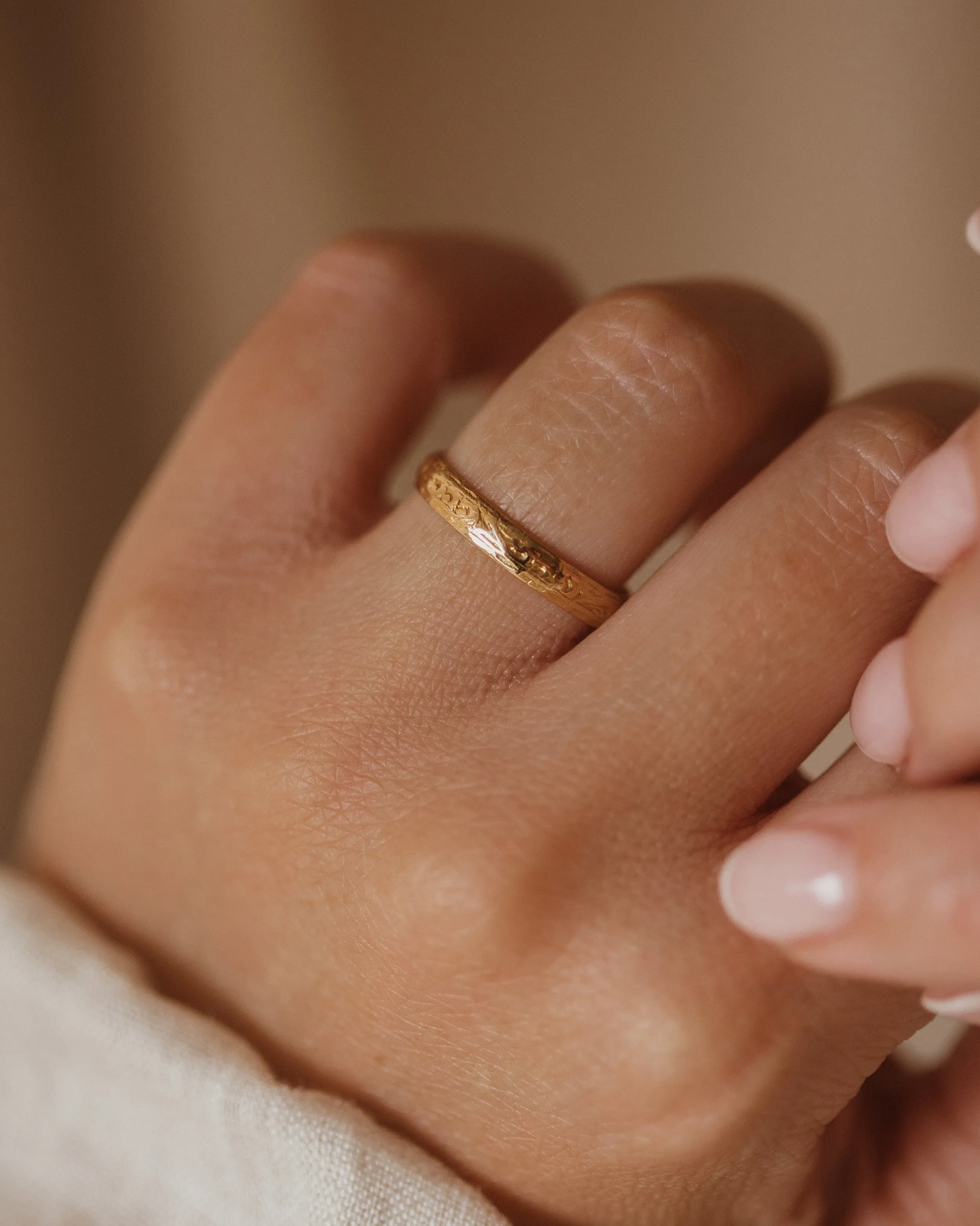 Audrey 1972 22ct Gold Botanical Wedding Band sold by Rock n Rose product image thumbnail 2