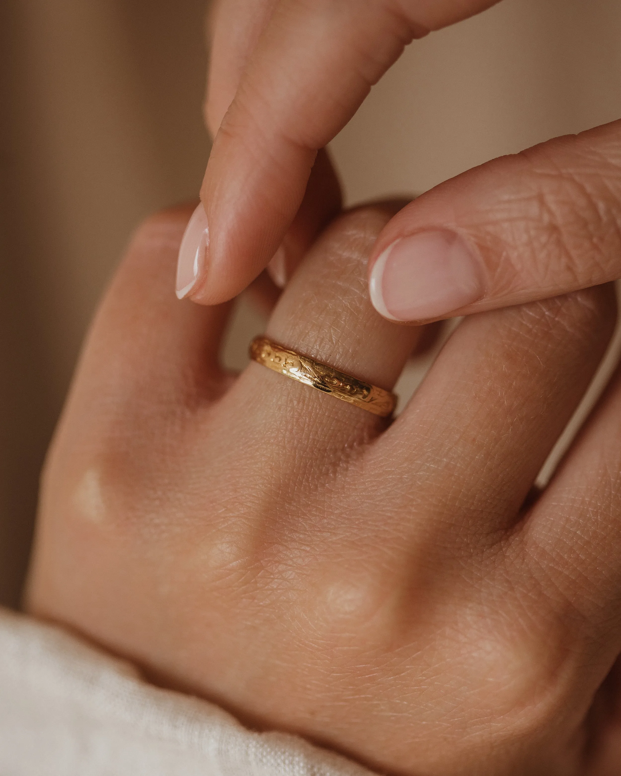 Audrey 1972 22ct Gold Botanical Wedding Band sold by Rock n Rose product image thumbnail 3