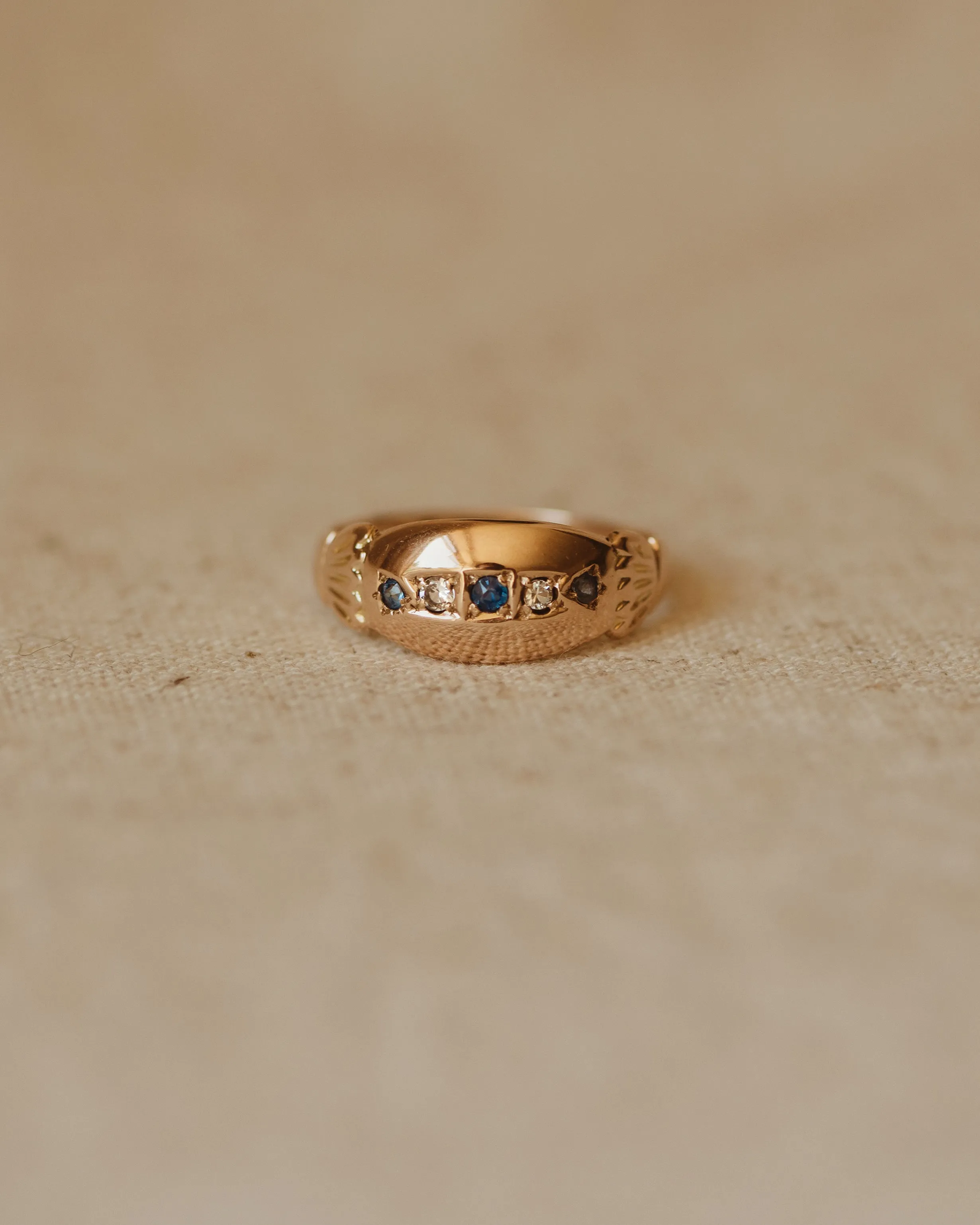 May 1907 9ct Gold Sapphire & Diamond Gypsy Ring sold by Rock n Rose product image thumbnail 3