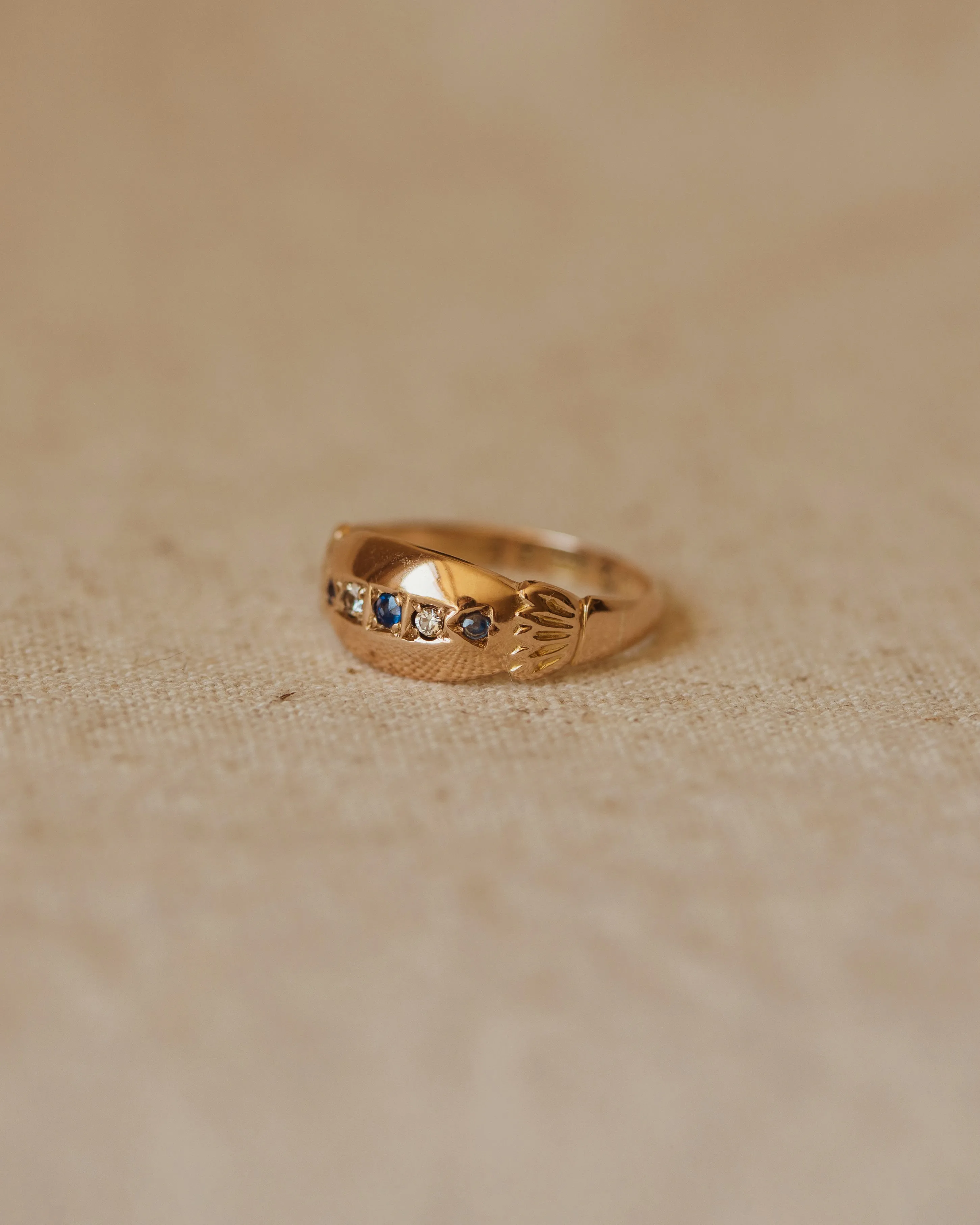 May 1907 9ct Gold Sapphire & Diamond Gypsy Ring sold by Rock n Rose product image thumbnail 4