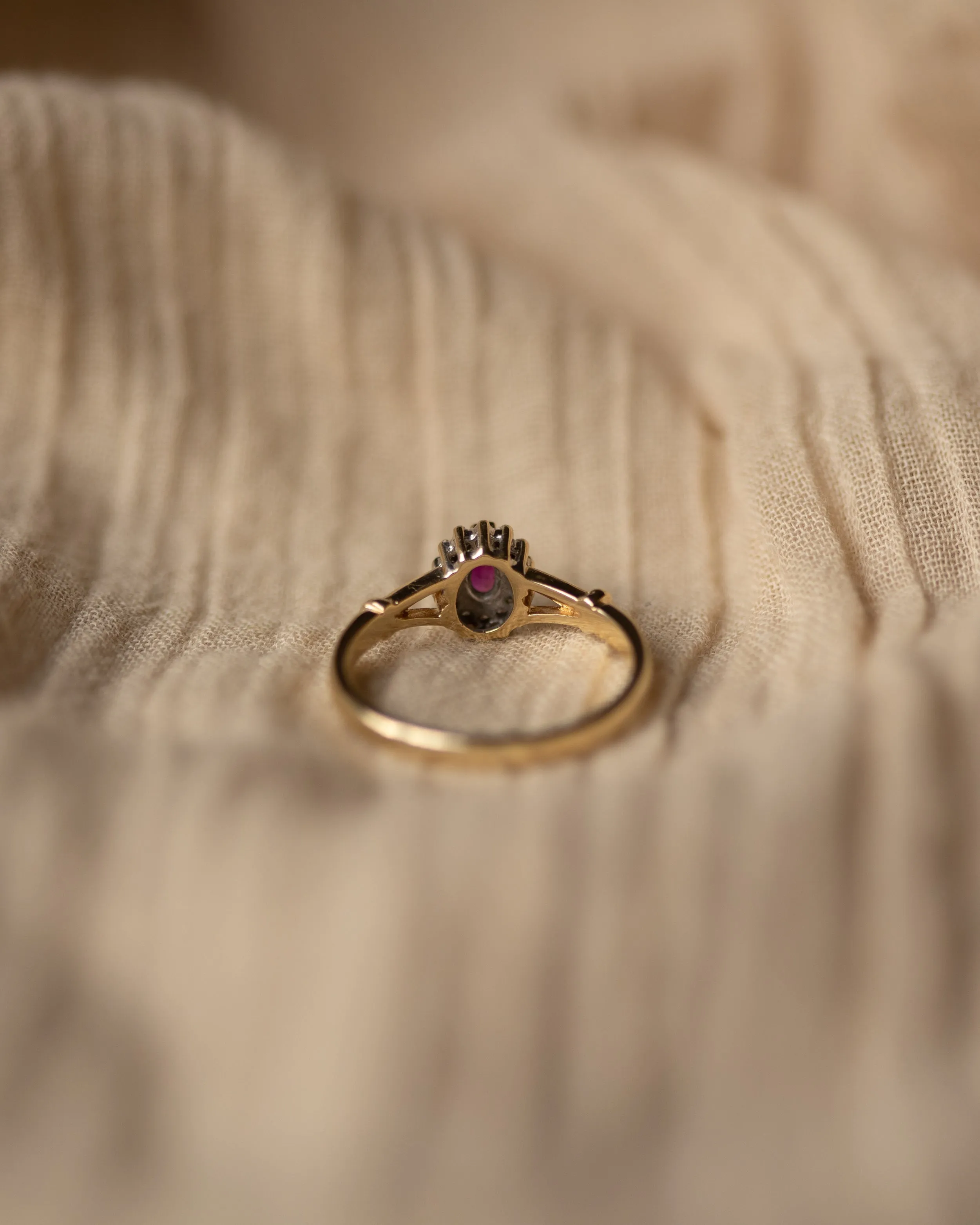 Birdie Vintage 9ct Gold Ruby & Diamond Cluster Ring sold by Rock n Rose product image thumbnail 5