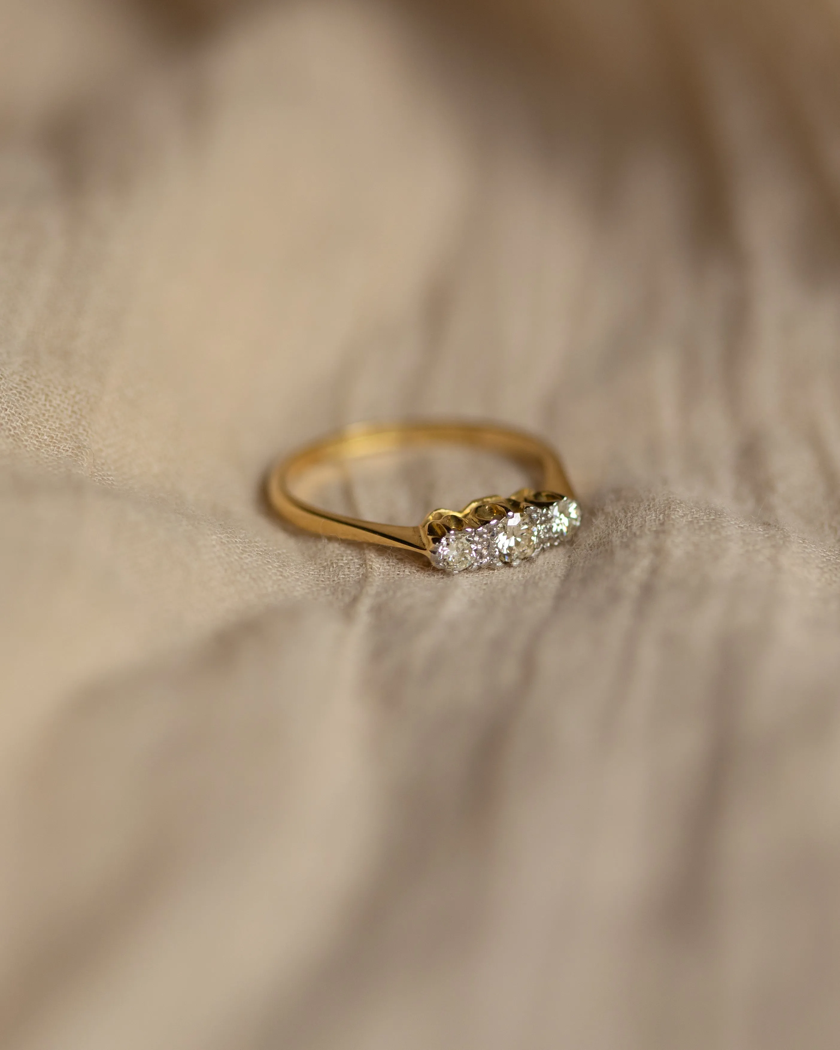 Annie Vintage 18ct Gold Diamond Trilogy Ring sold by Rock n Rose product image thumbnail 4