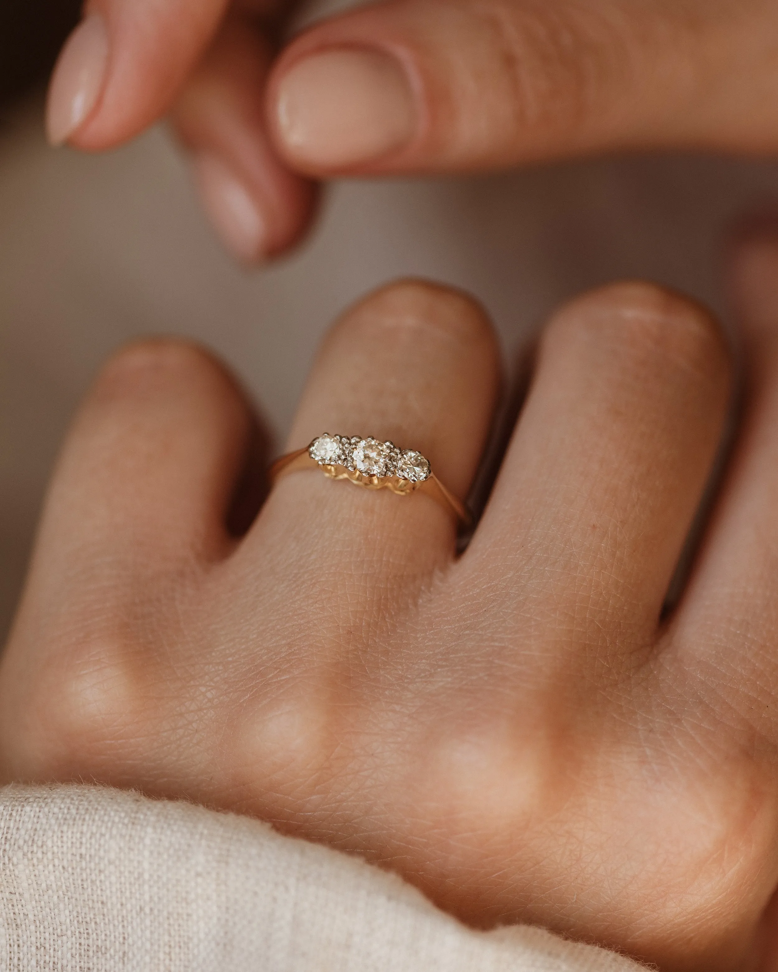 Annie Vintage 18ct Gold Diamond Trilogy Ring sold by Rock n Rose product image thumbnail 2
