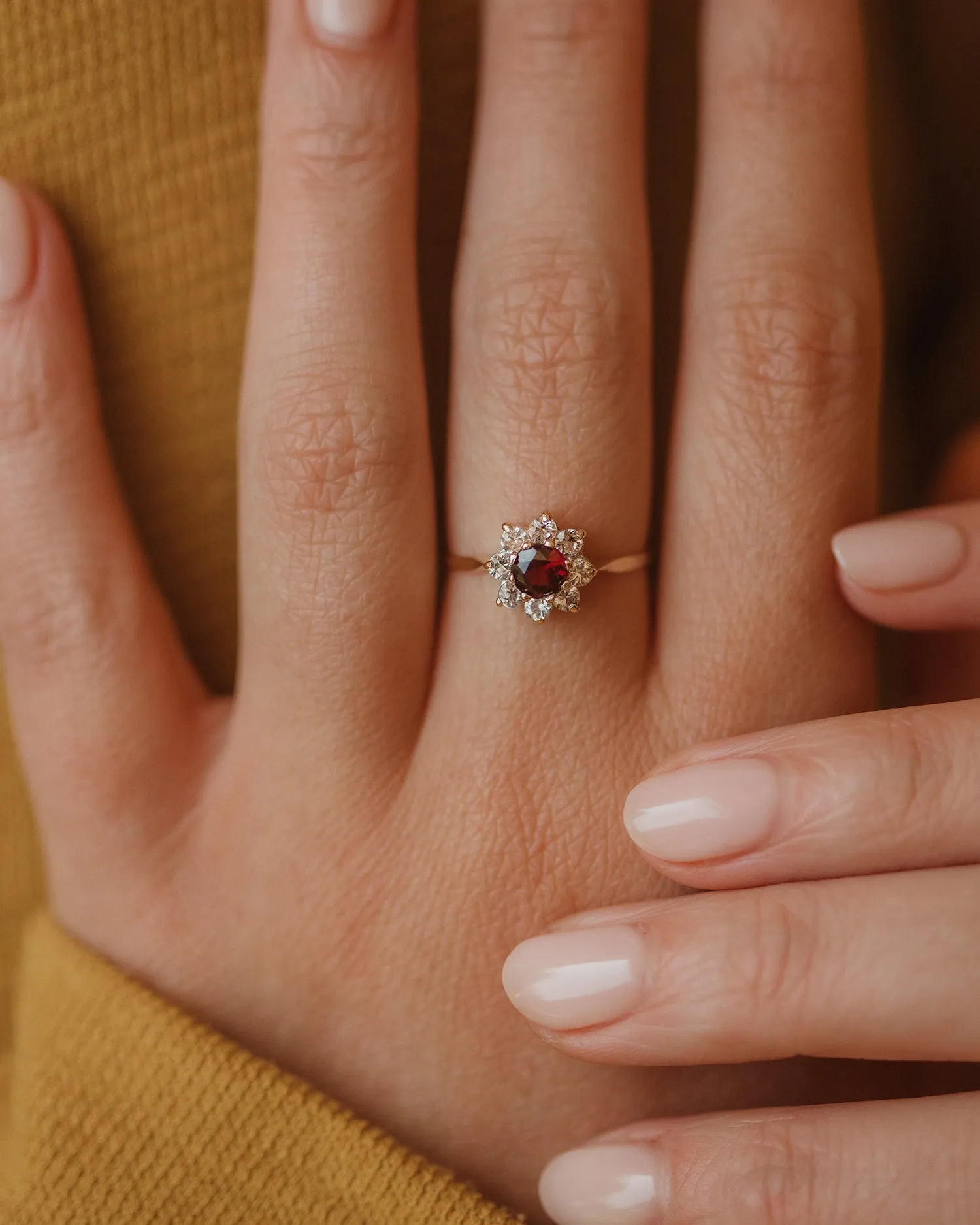 Nellie 1973 9ct Gold Garnet Cluster Ring sold by Rock n Rose