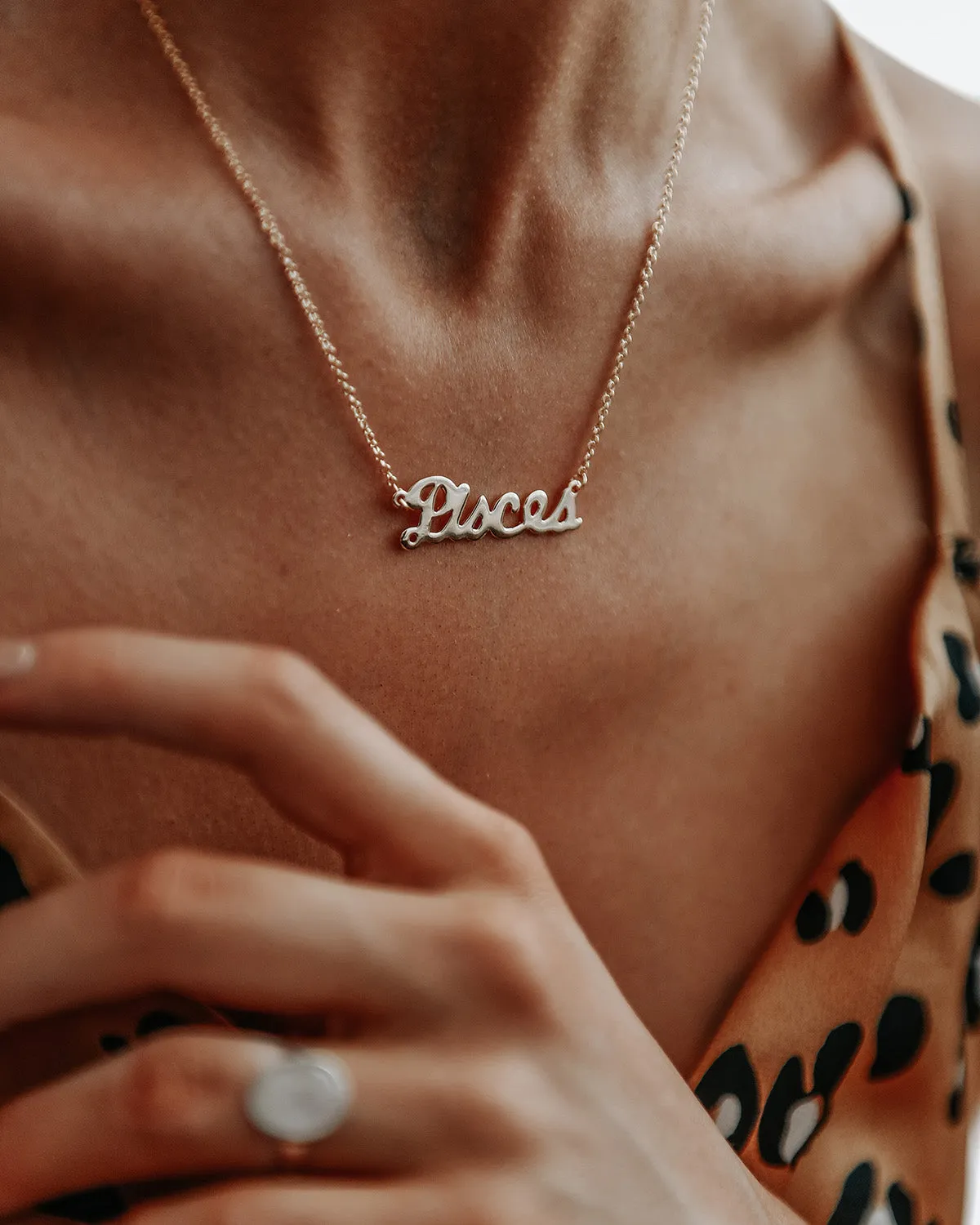 Pisces Zodiac Nameplate Necklace sold by Rock n Rose product image thumbnail 4