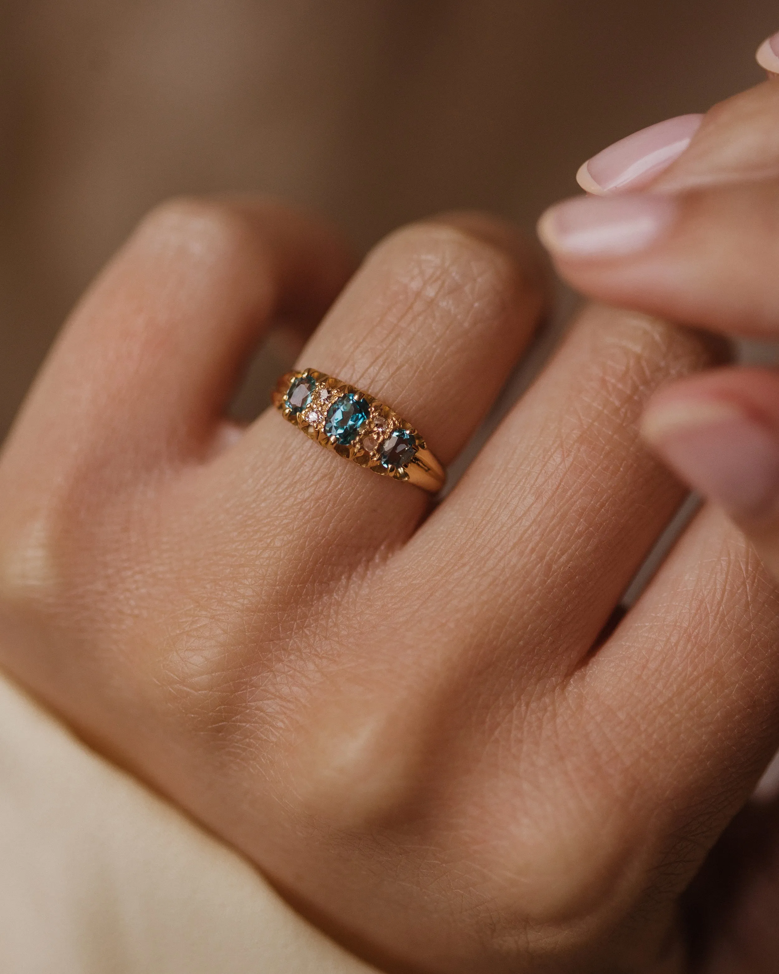 Miriam 1910 Antique 18ct Gold Topaz & Diamond Ring sold by Rock n Rose product image thumbnail 2