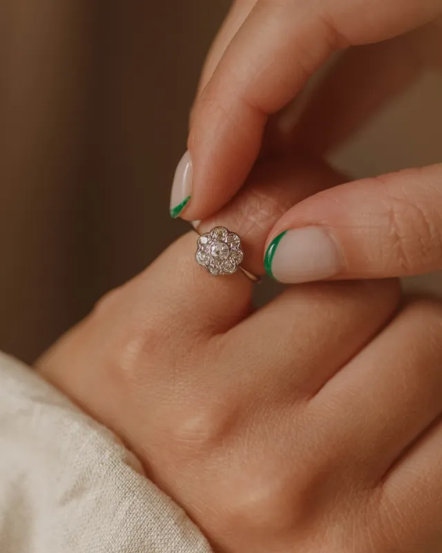 Rosanna Antique 18ct White Gold Diamond Cluster Ring sold by Rock n Rose