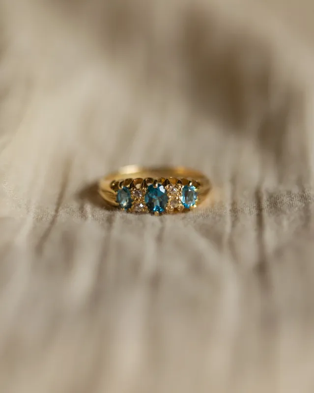 Miriam 1910 Antique 18ct Gold Topaz & Diamond Ring sold by Rock n Rose