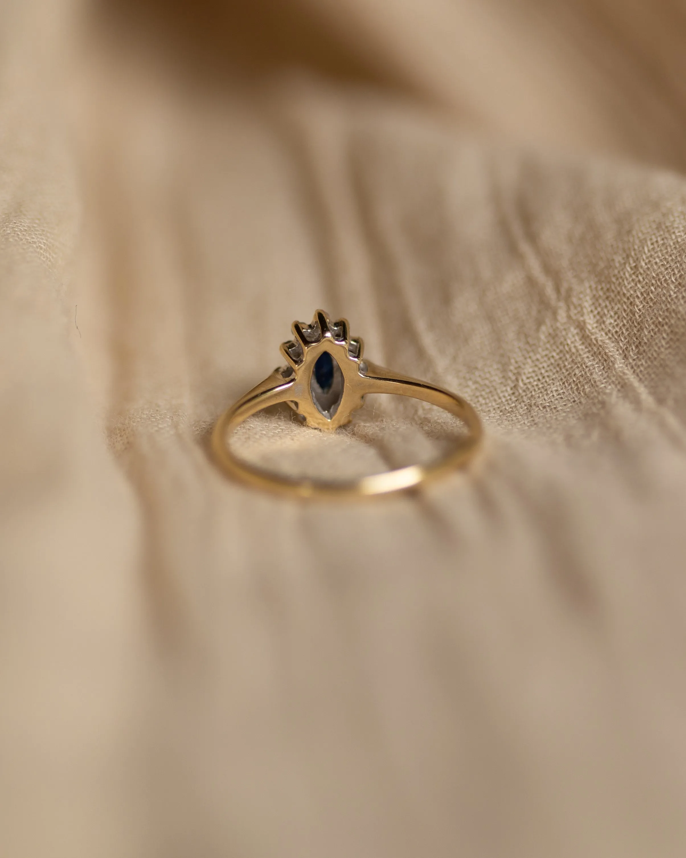 Quinn 1987 Vintage 9ct Gold Sapphire & Diamond Cluster Ring sold by Rock n Rose product image thumbnail 5