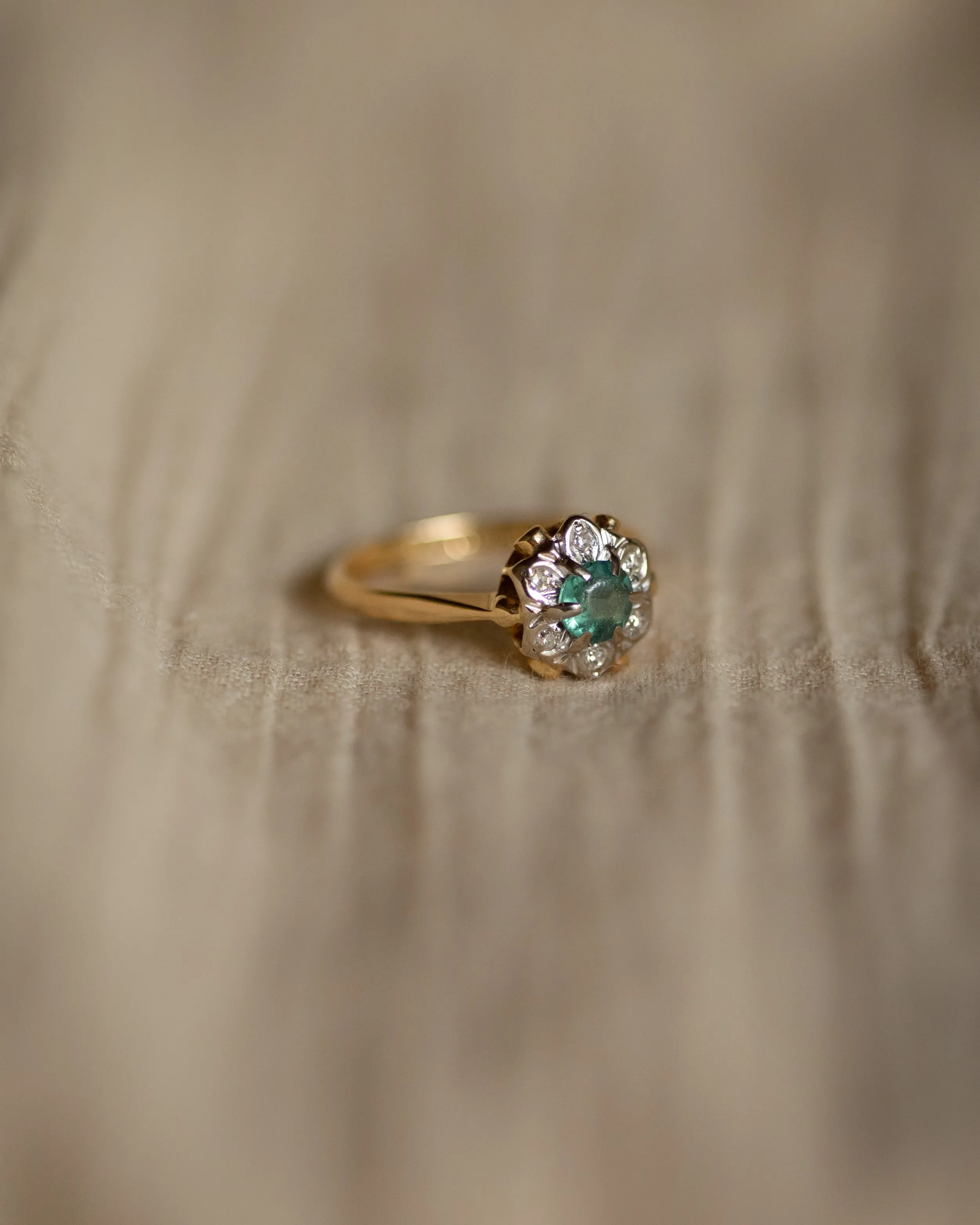 Thora Vintage 18ct Gold Blue Topaz & Diamond Cluster Flowerhead Ring sold by Rock n Rose product image thumbnail 4