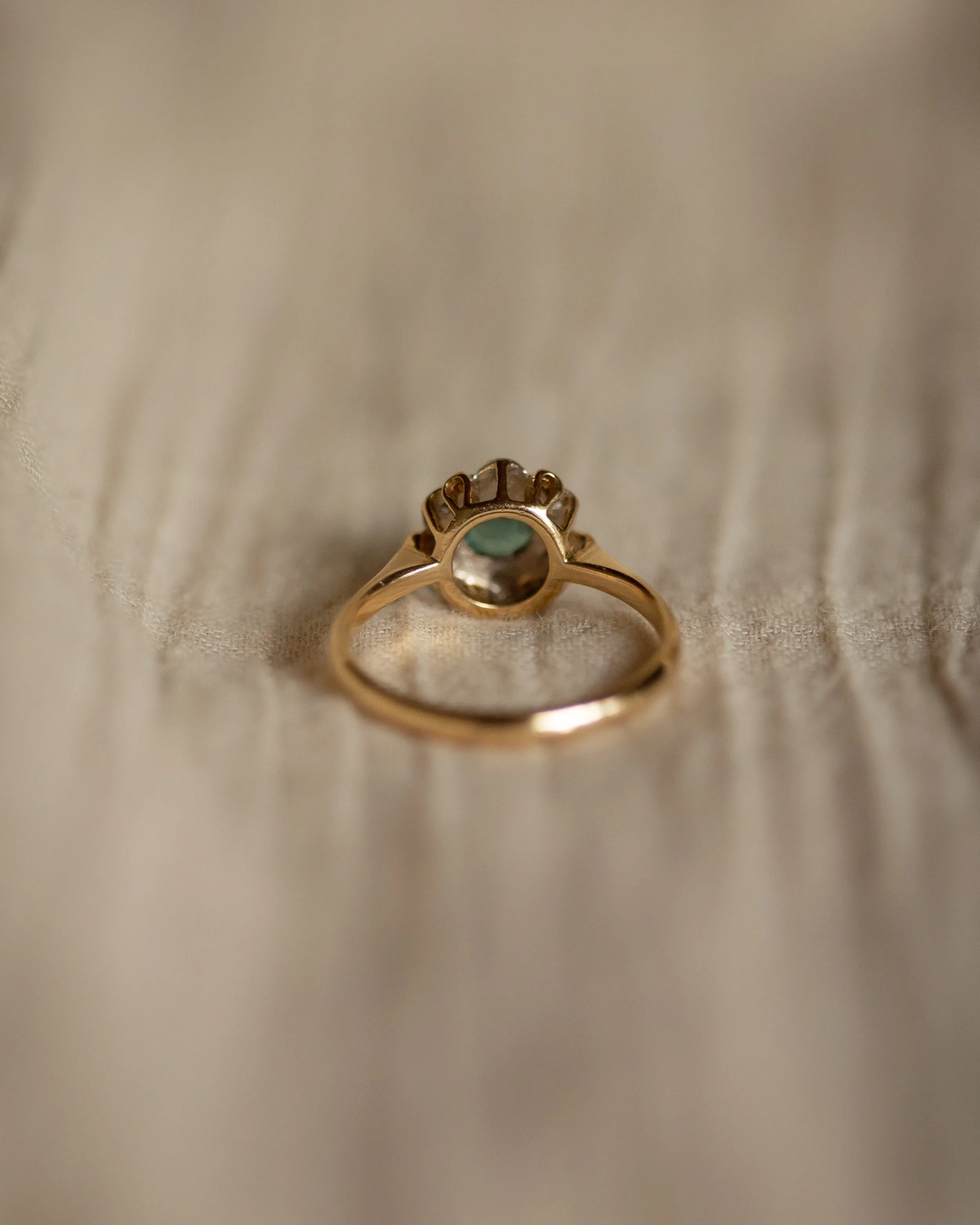 Thora Vintage 18ct Gold Blue Topaz & Diamond Cluster Flowerhead Ring sold by Rock n Rose product image thumbnail 5