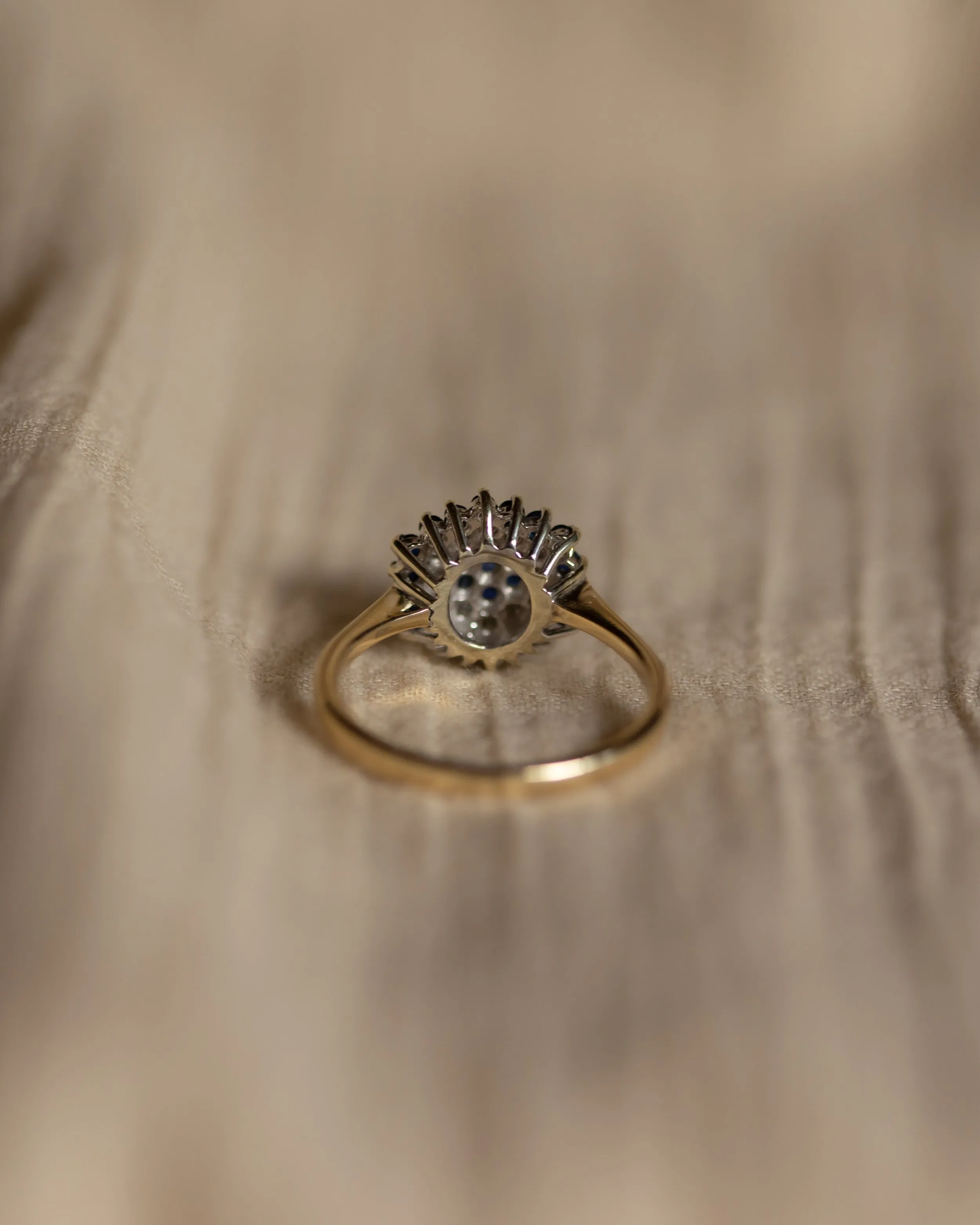 Camille 1986 Vintage 9ct Gold Sapphire & Diamond Cluster Ring sold by Rock n Rose product image thumbnail 5