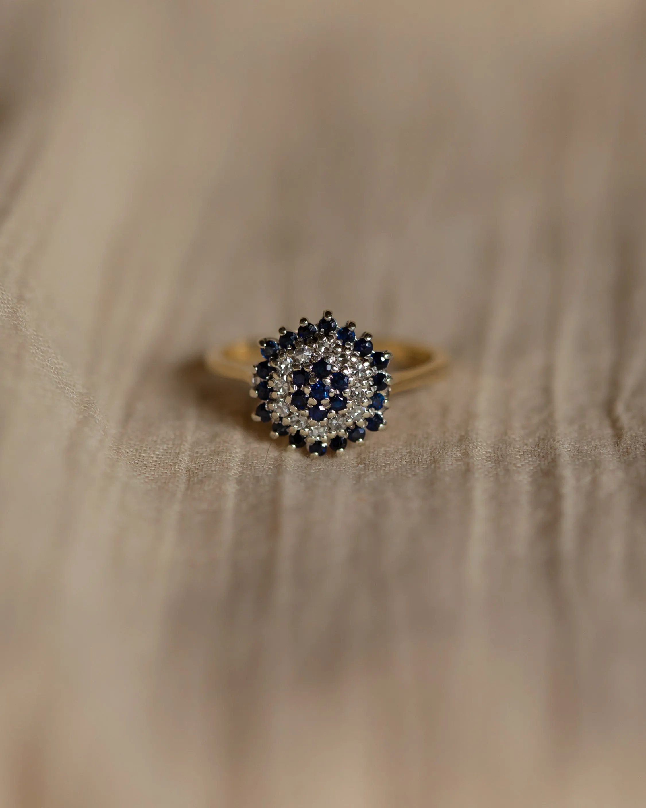 Camille 1986 Vintage 9ct Gold Sapphire & Diamond Cluster Ring sold by Rock n Rose product image thumbnail 3