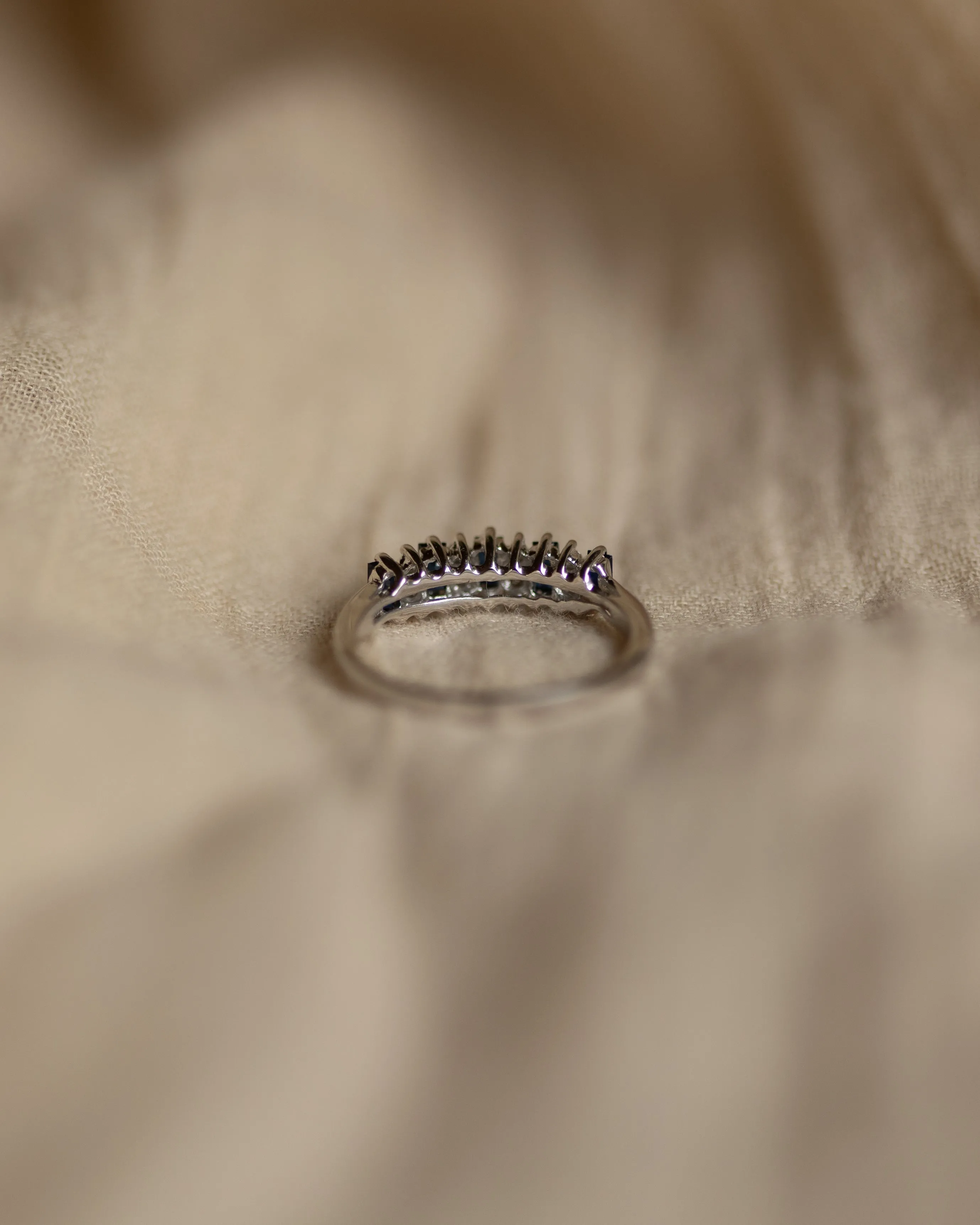 Thea Vintage 9ct White Gold Sapphire & Diamond Half Eternity Ring sold by Rock n Rose product image thumbnail 5