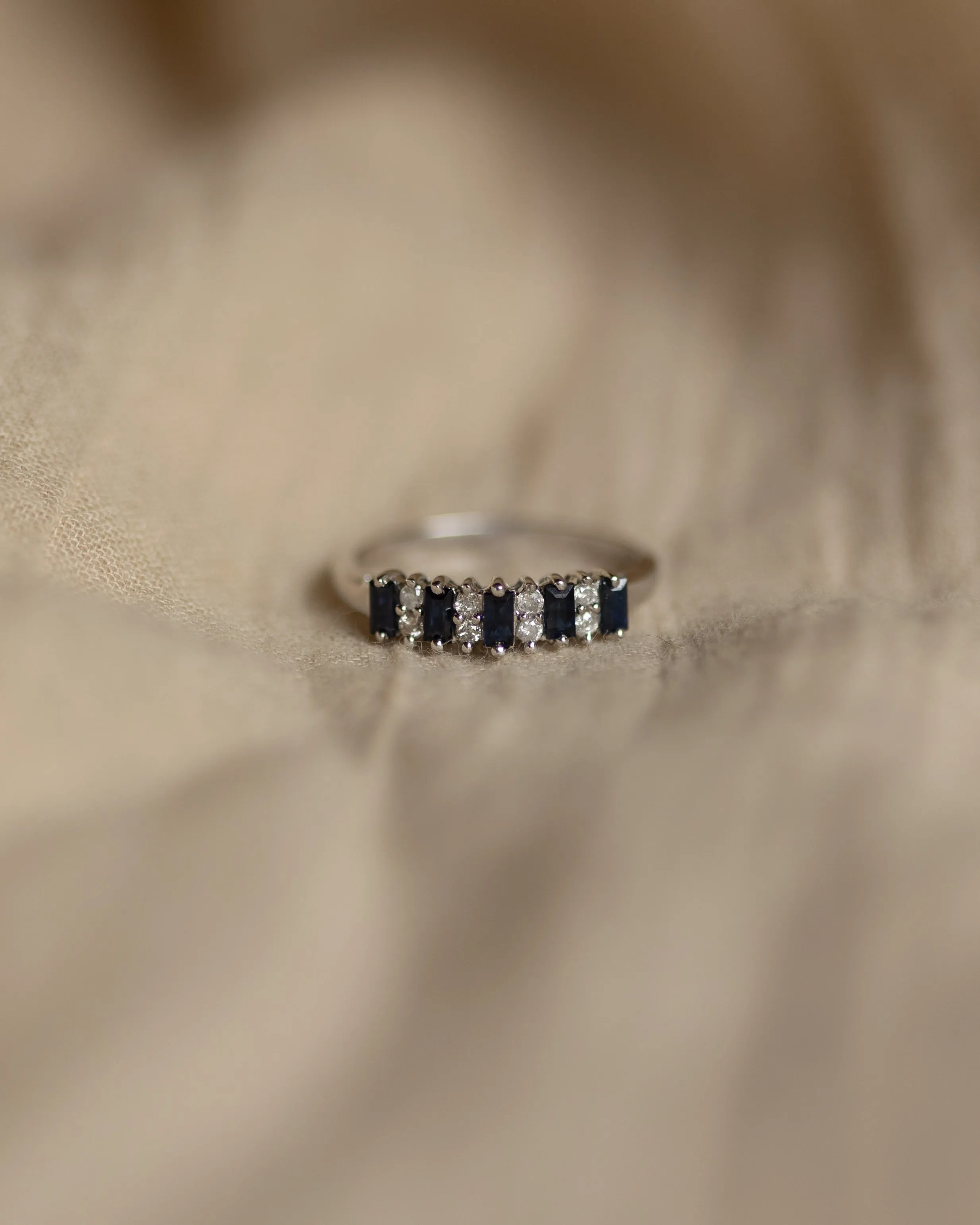 Thea Vintage 9ct White Gold Sapphire & Diamond Half Eternity Ring sold by Rock n Rose product image thumbnail 3