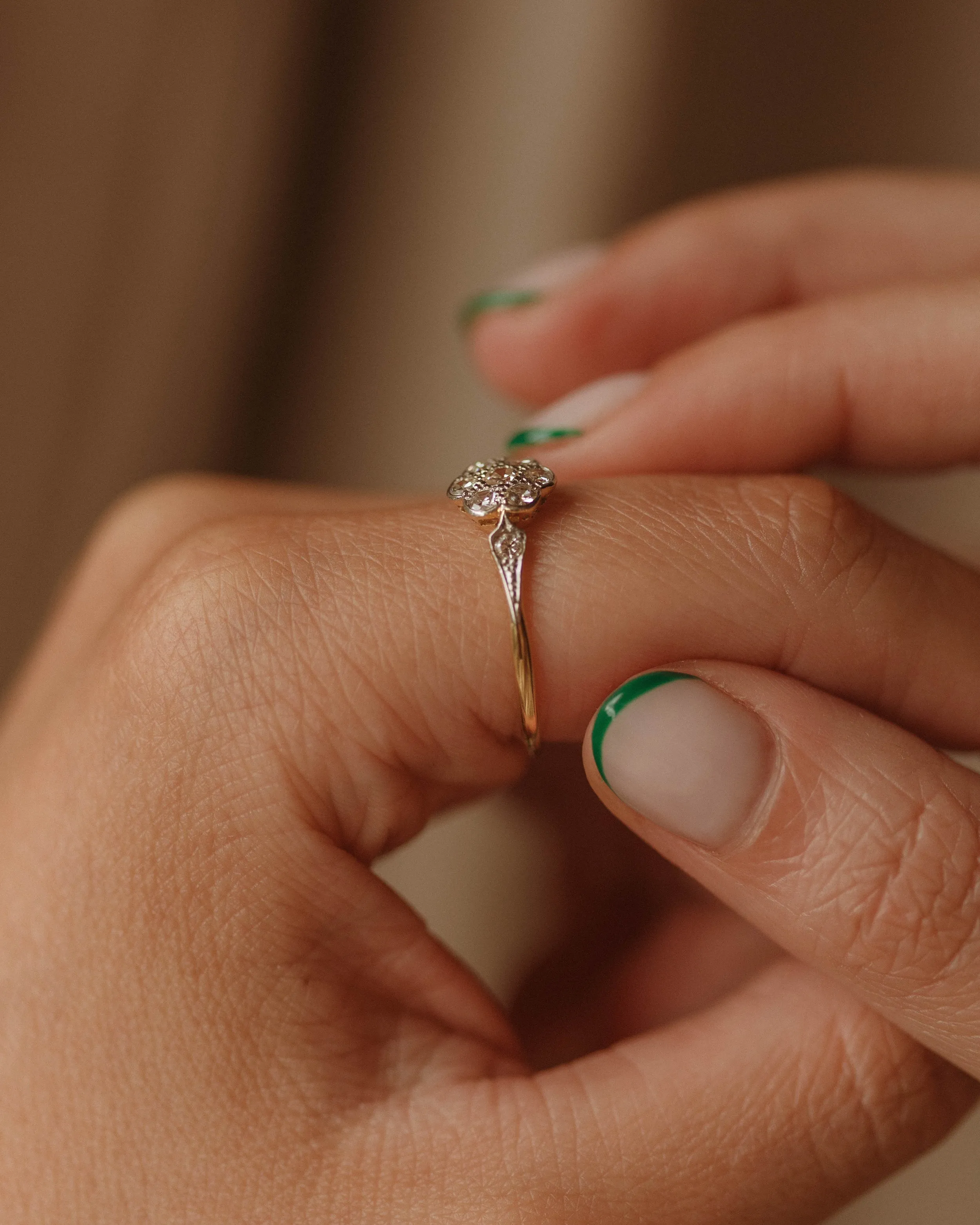 Bridget Antique 18ct Gold Diamond Cluster Ring sold by Rock n Rose product image thumbnail 3