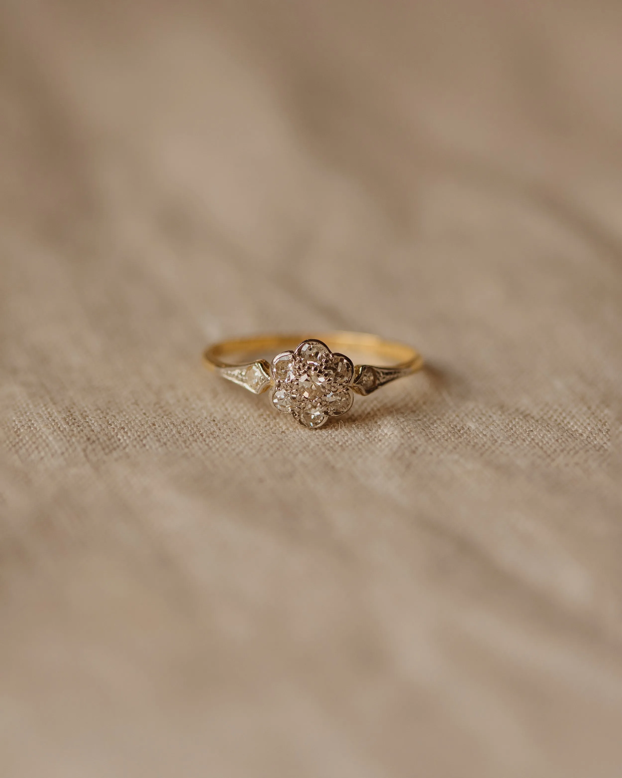 Bridget Antique 18ct Gold Diamond Cluster Ring sold by Rock n Rose