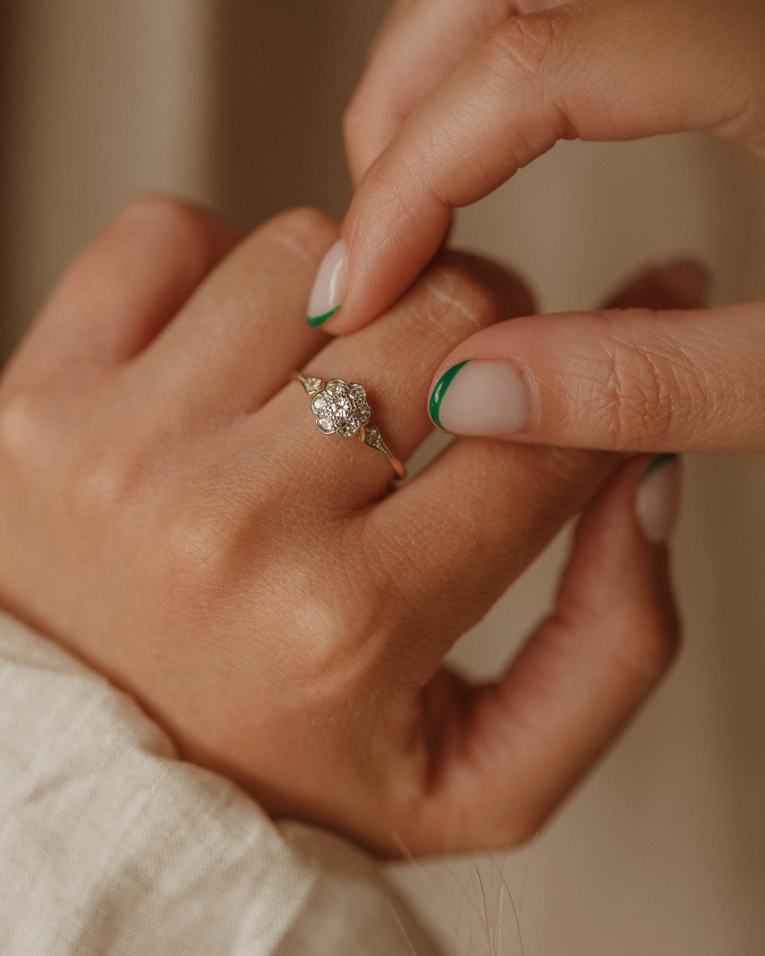 Bridget Antique 18ct Gold Diamond Cluster Ring sold by Rock n Rose product image thumbnail 4