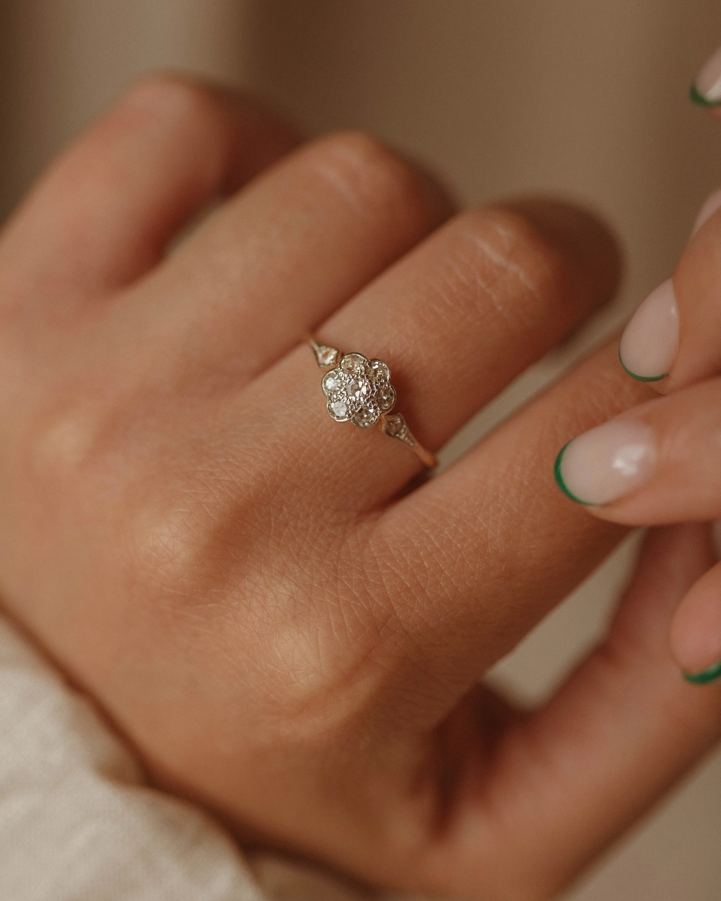 Bridget Antique 18ct Gold Diamond Cluster Ring sold by Rock n Rose product image thumbnail 2