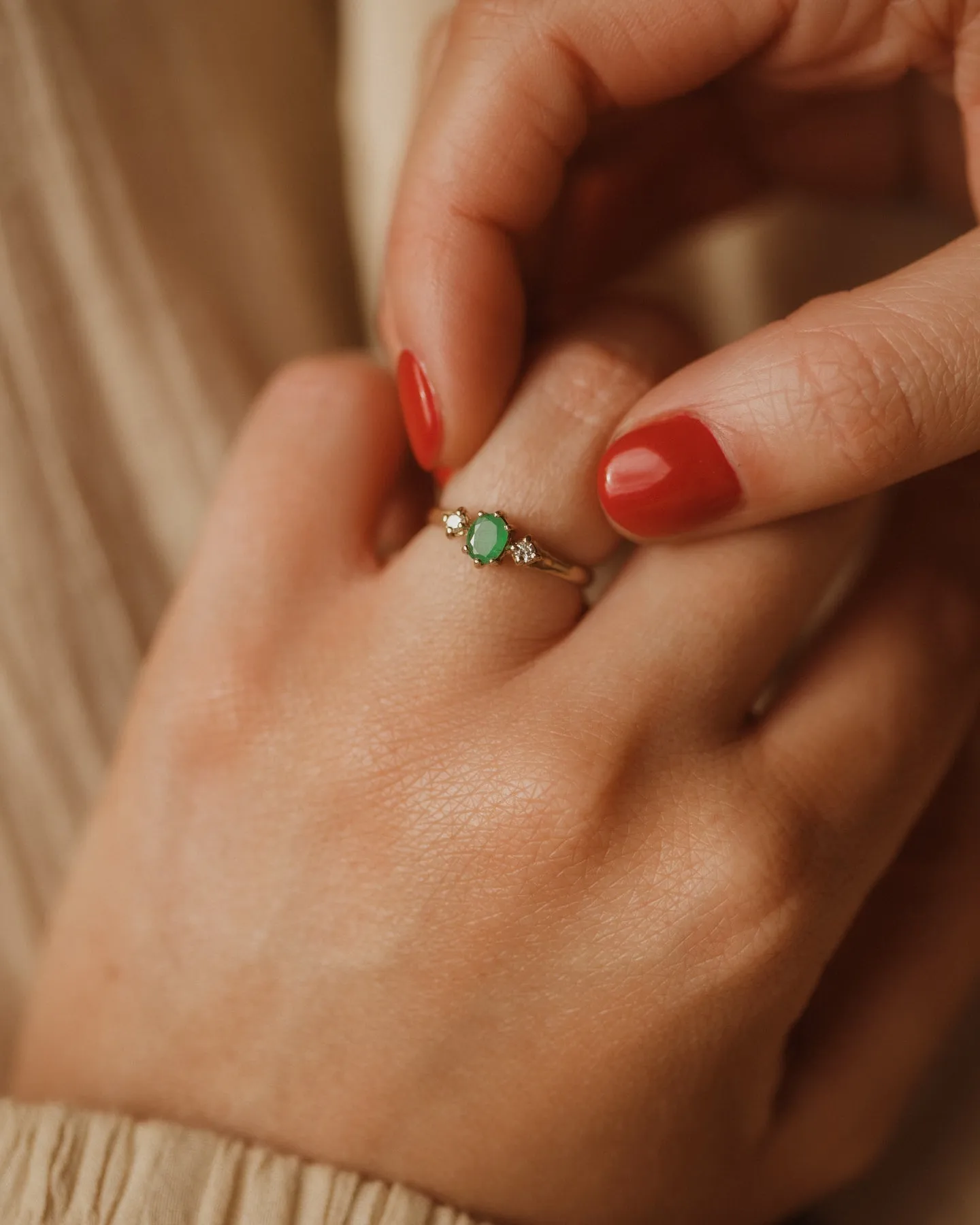 Dahlia Vintage 9ct Gold Emerald & Diamond Ring sold by Rock n Rose