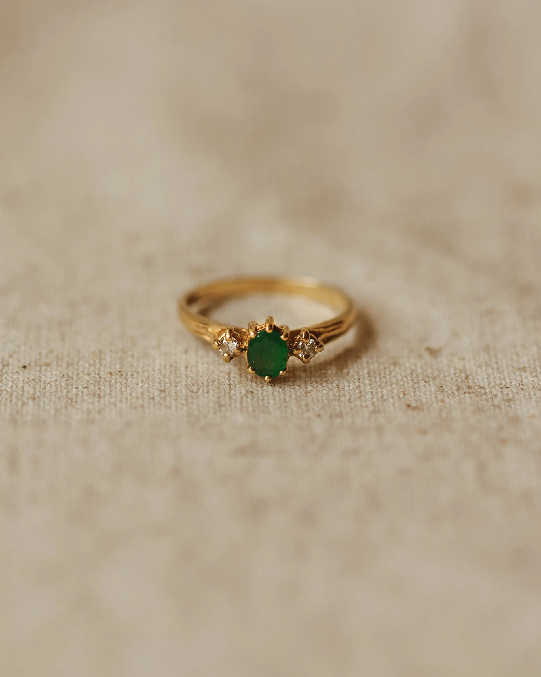 Dahlia Vintage 9ct Gold Emerald & Diamond Ring sold by Rock n Rose product image thumbnail 2