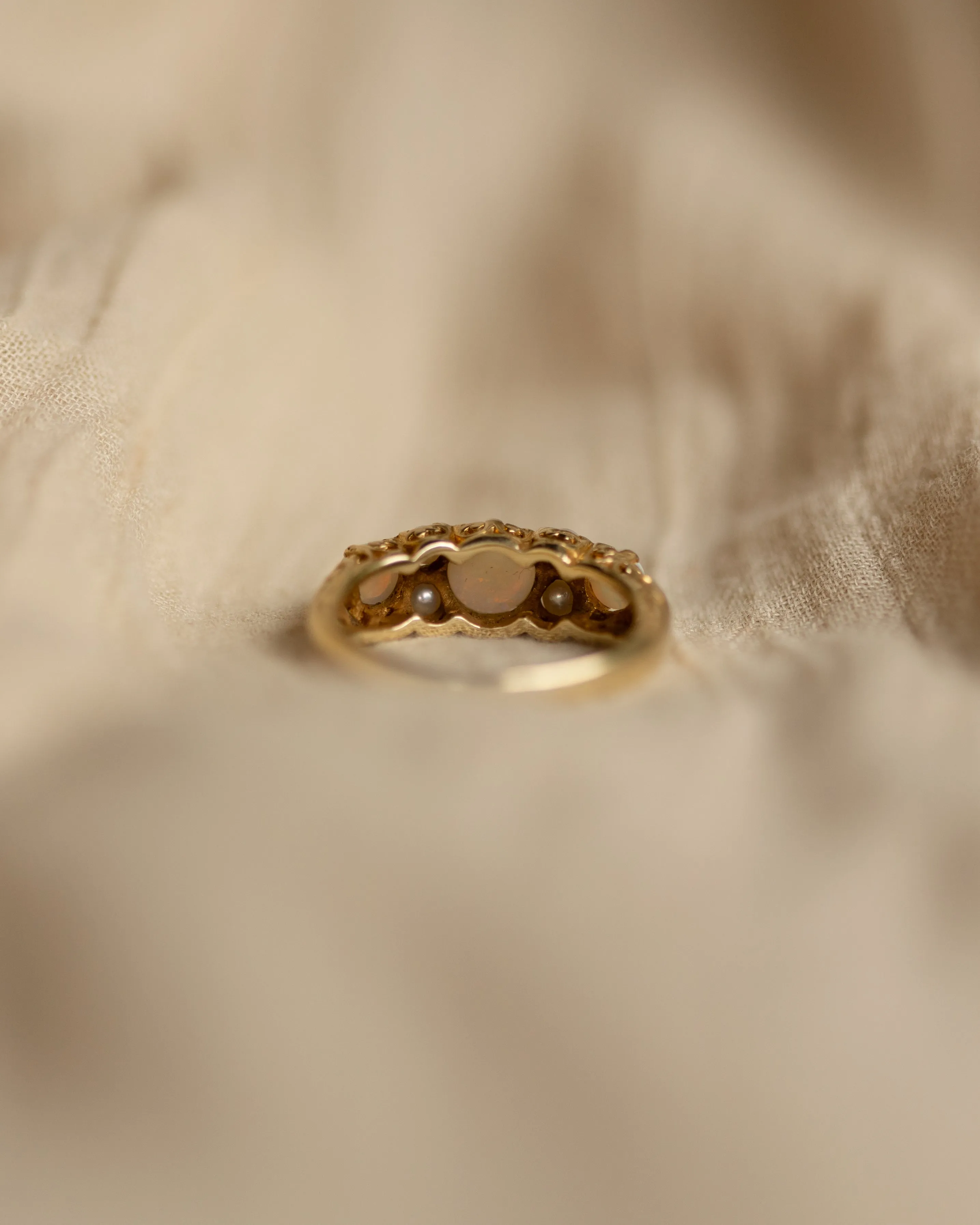 Sabina 1961 Vintage 18ct Gold Opal & Pearl Seven Stone Ring sold by Rock n Rose product image thumbnail 5