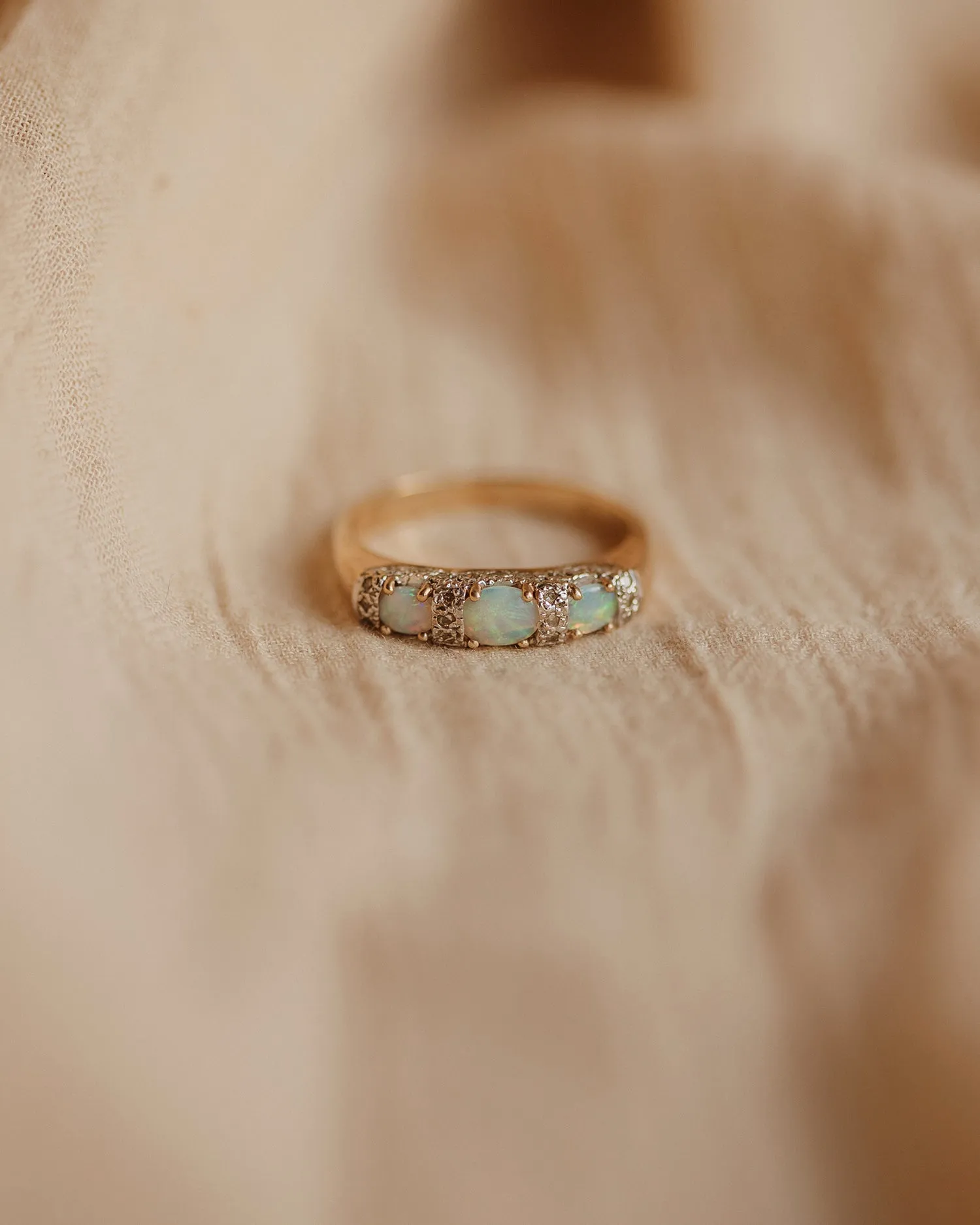 Roberta 9ct Gold Vintage Opal & Diamond Ring sold by Rock n Rose