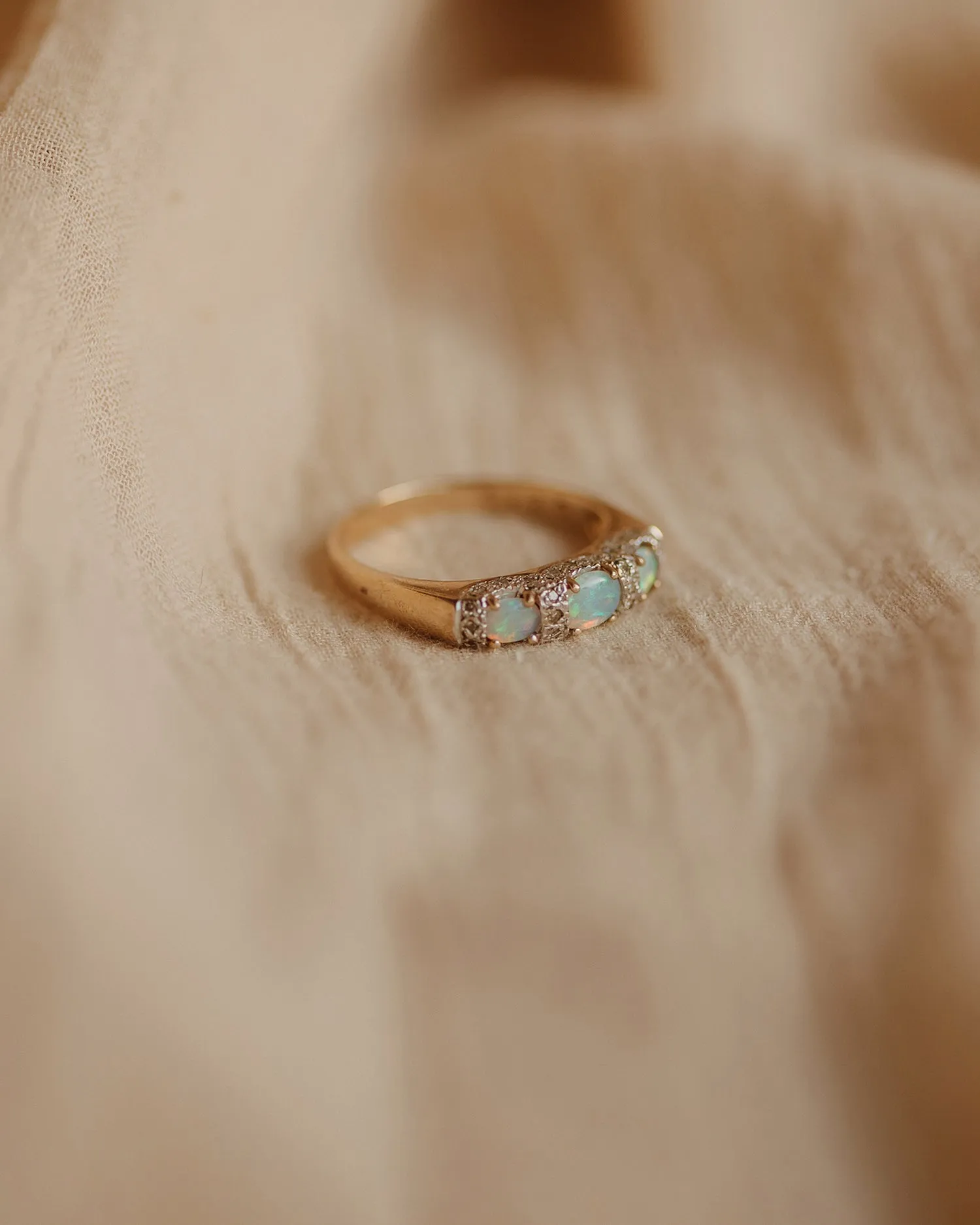 Roberta 9ct Gold Vintage Opal & Diamond Ring sold by Rock n Rose product image thumbnail 3