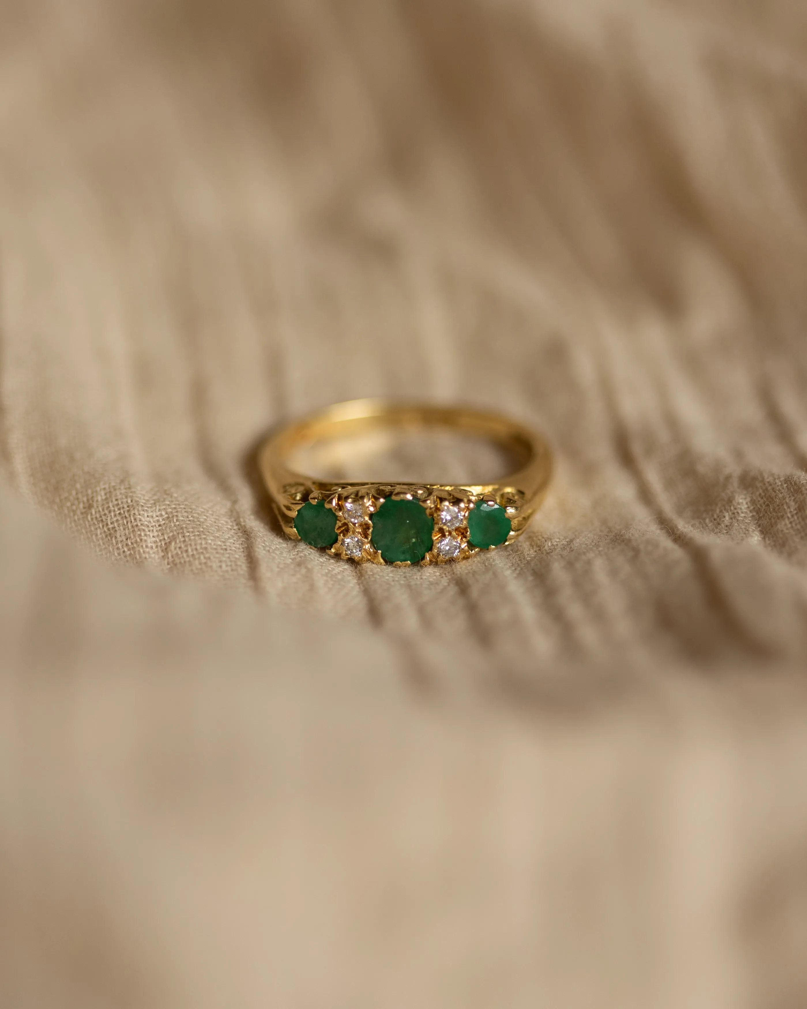 Florise 1977 Vintage 18ct Gold Emerald & Diamond Ring sold by Rock n Rose product image thumbnail 4