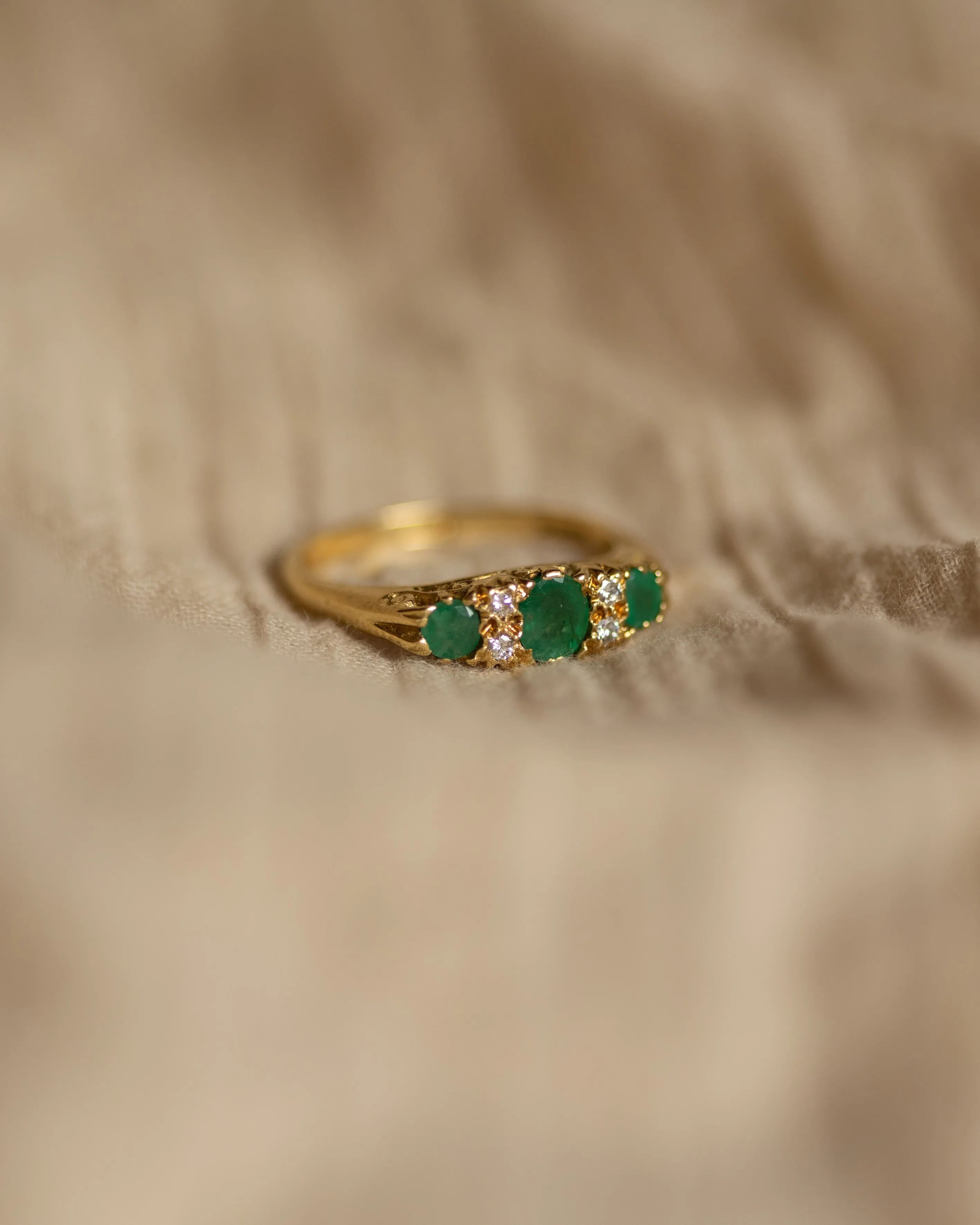 Florise 1977 Vintage 18ct Gold Emerald & Diamond Ring sold by Rock n Rose product image thumbnail 5