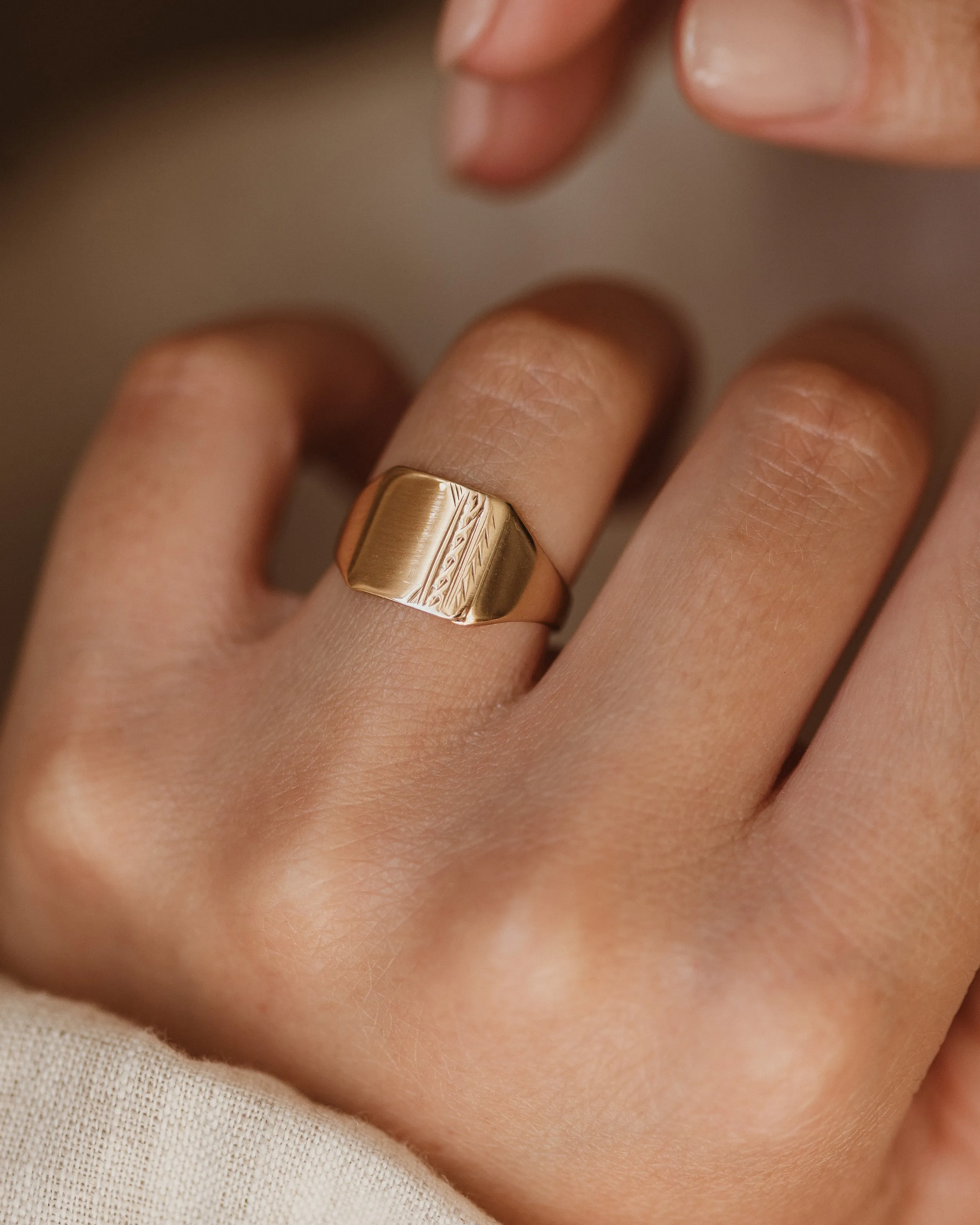 Tawny 1967 Vintage 9ct Gold Square Signet Ring sold by Rock n Rose product image thumbnail 2