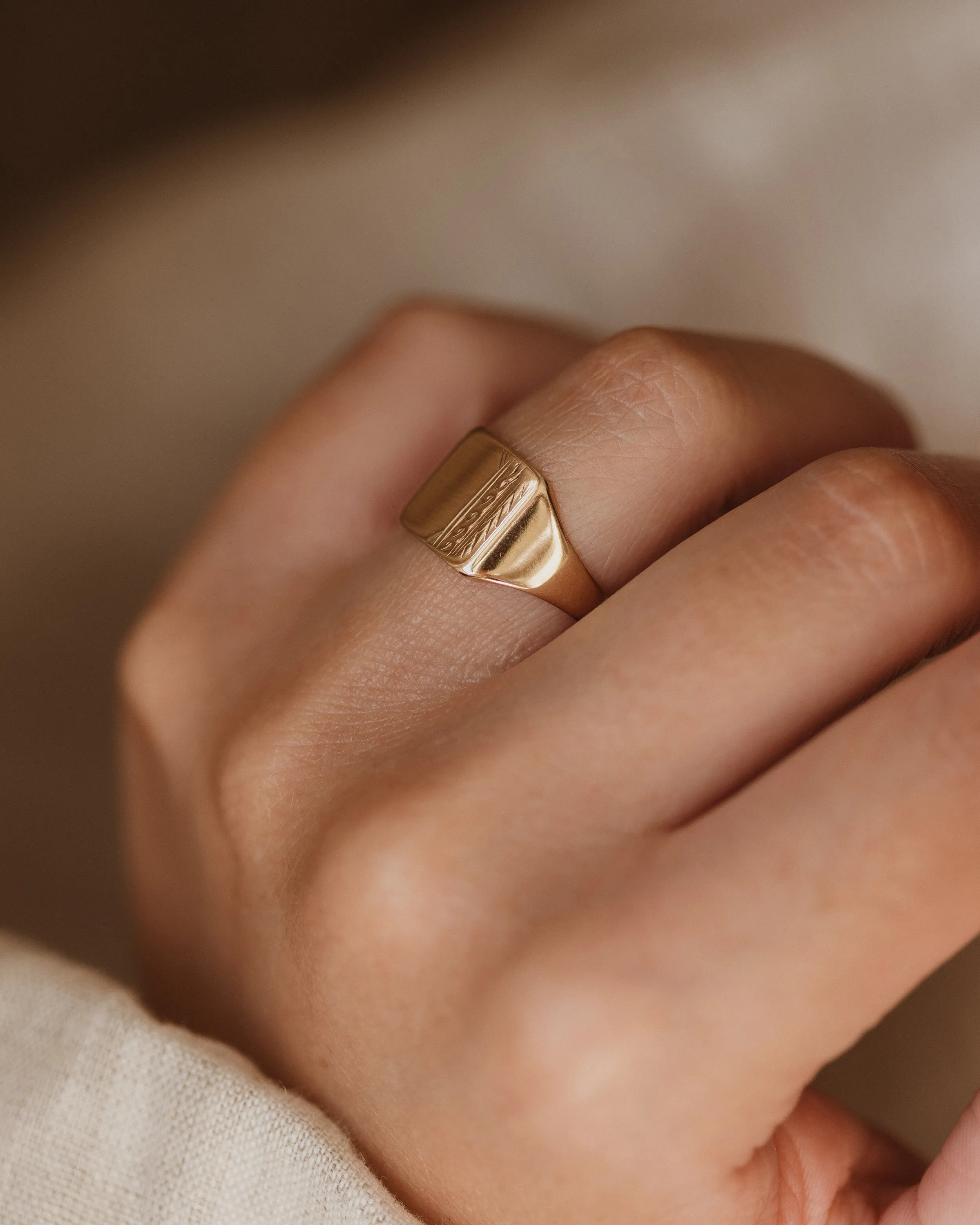 Tawny 1967 Vintage 9ct Gold Square Signet Ring sold by Rock n Rose product image thumbnail 3