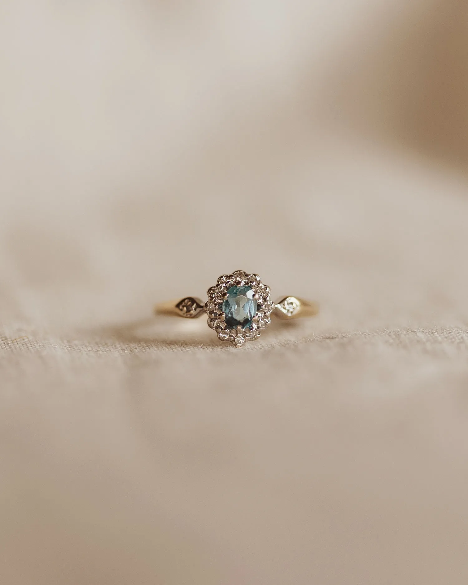 Francine 9ct Gold Aquamarine & Diamond Ring sold by Rock n Rose