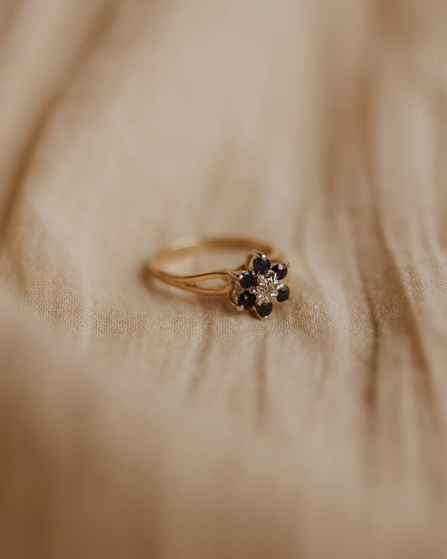 Minnie 1980 9ct Gold Vintage Sapphire & Diamond Ring sold by Rock n Rose product image thumbnail 3