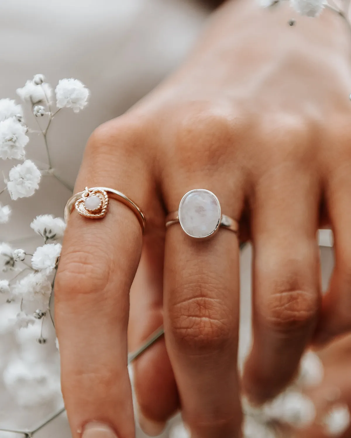 Ebba Sterling Silver Gemstone Ring - Moonstone sold by Rock n Rose