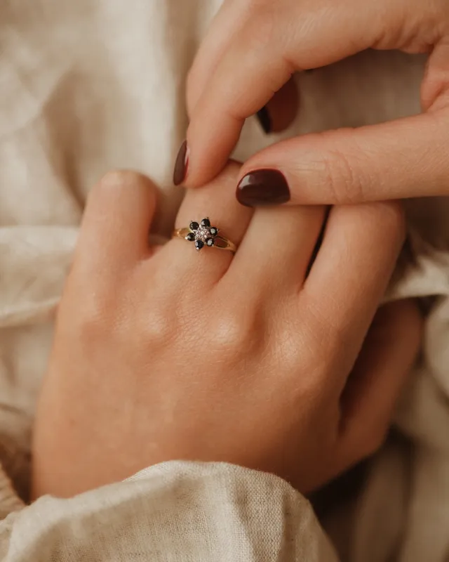 Minnie 1980 9ct Gold Vintage Sapphire & Diamond Ring sold by Rock n Rose